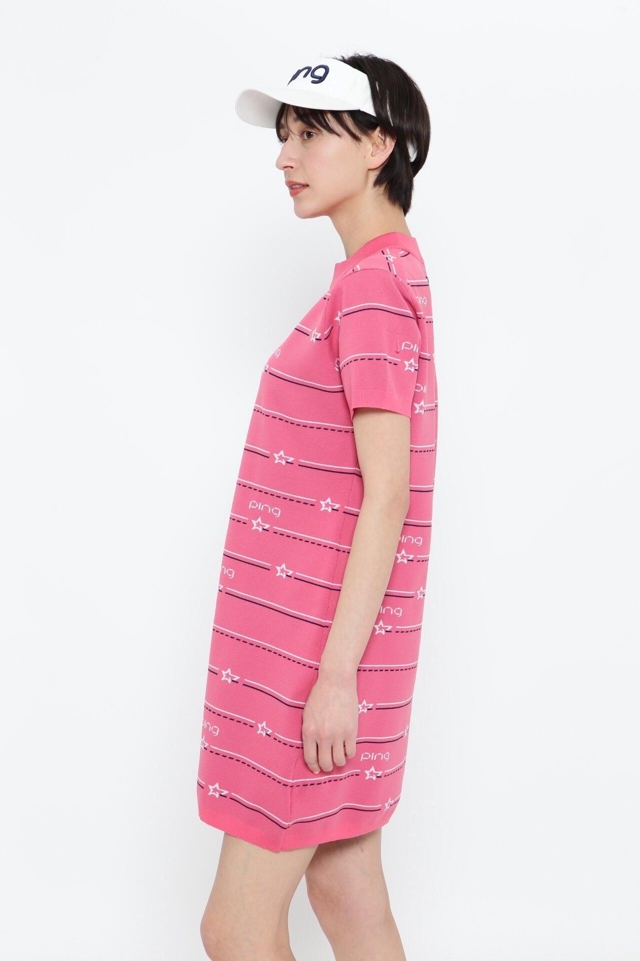 【PING APPAREL】アリゾナボーダージャガードモックネックニットワンピース ＜NATIVE＞ (LADIES)
