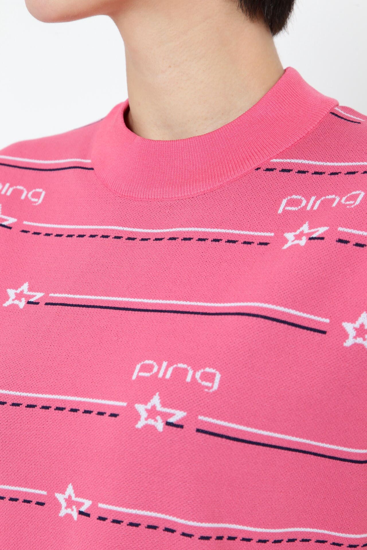 【PING APPAREL】アリゾナボーダージャガードモックネックニットワンピース ＜NATIVE＞ (LADIES)