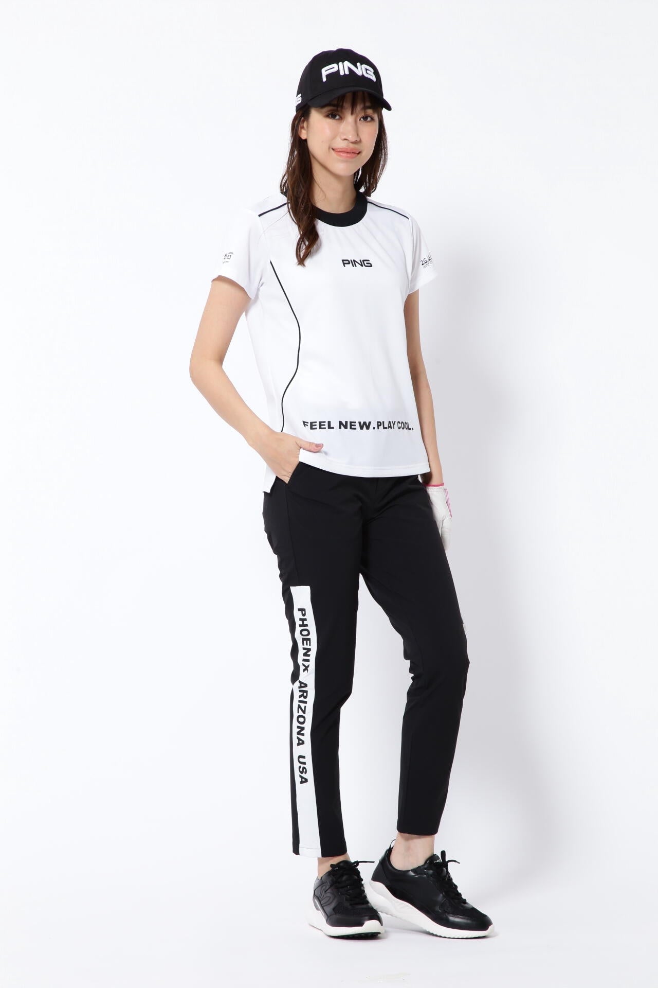 【PING APPAREL】アドエルムダブルフェイスメッシュ 半袖モックネックプルオーバー ＜AddElm＞ (LADIES)