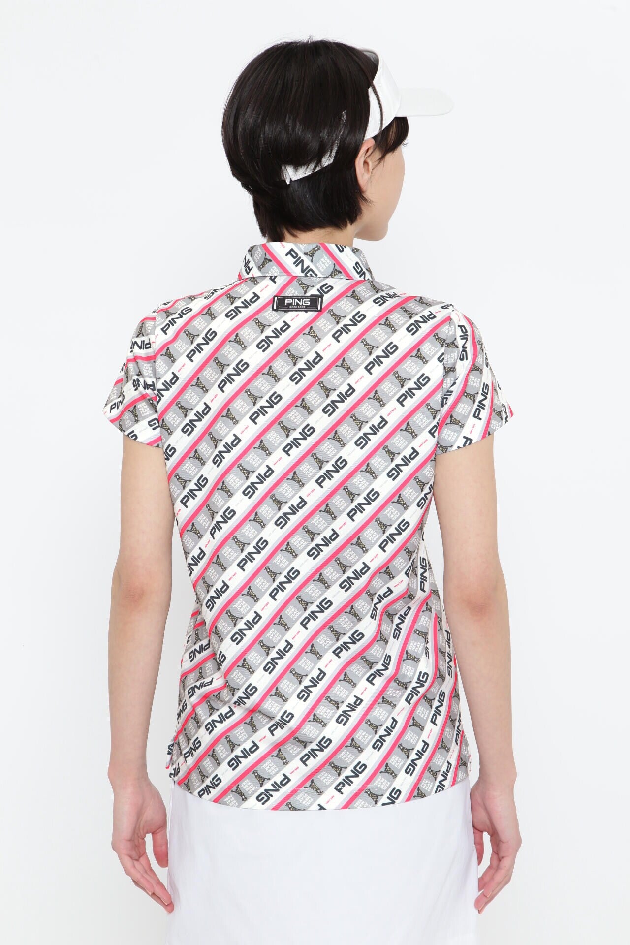 【PING APPAREL】ロゴバイアスプリント 半袖カノコポロシャツ ＜NATIVE＞ (LADIES)