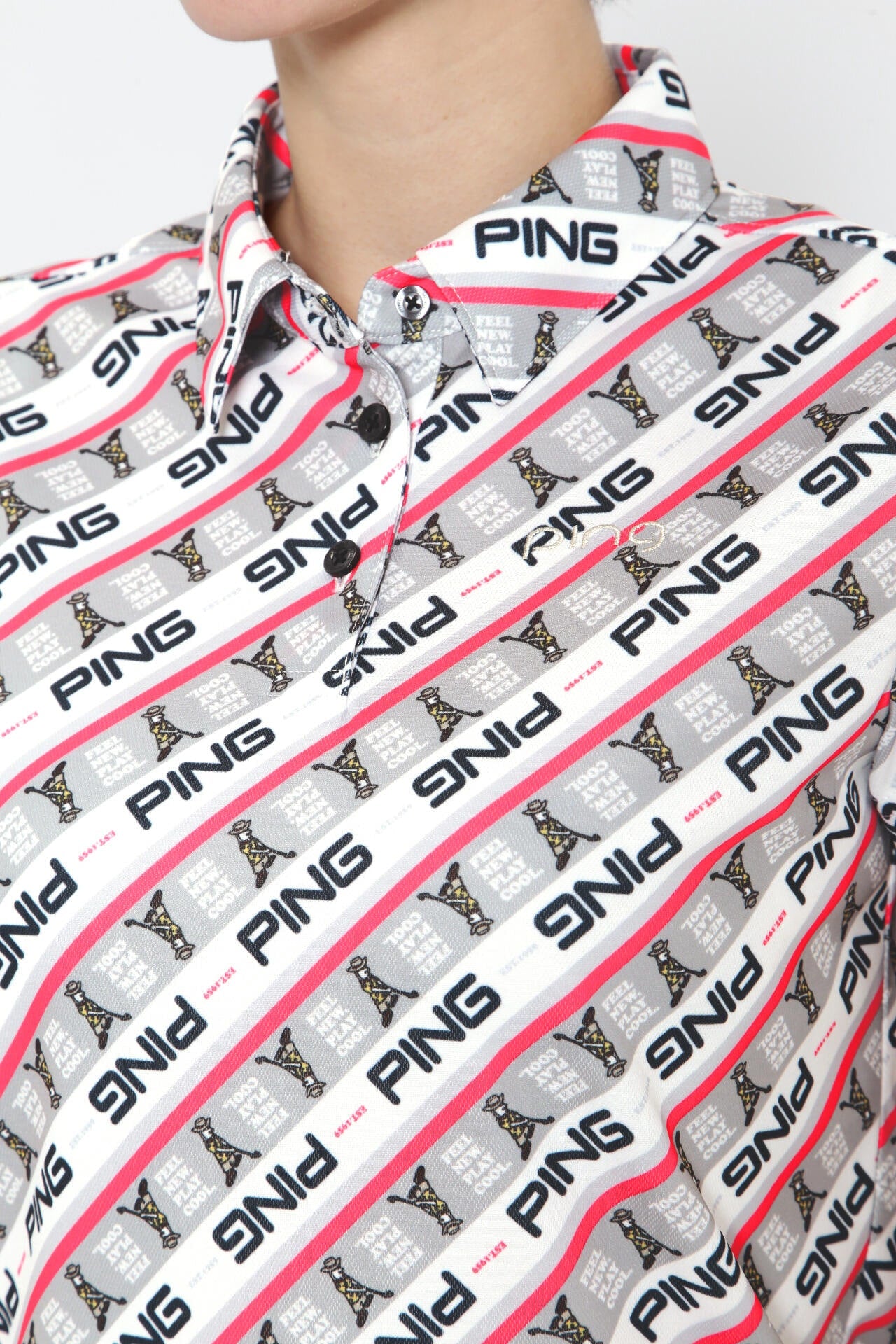 【PING APPAREL】ロゴバイアスプリント 半袖カノコポロシャツ ＜NATIVE＞ (LADIES)