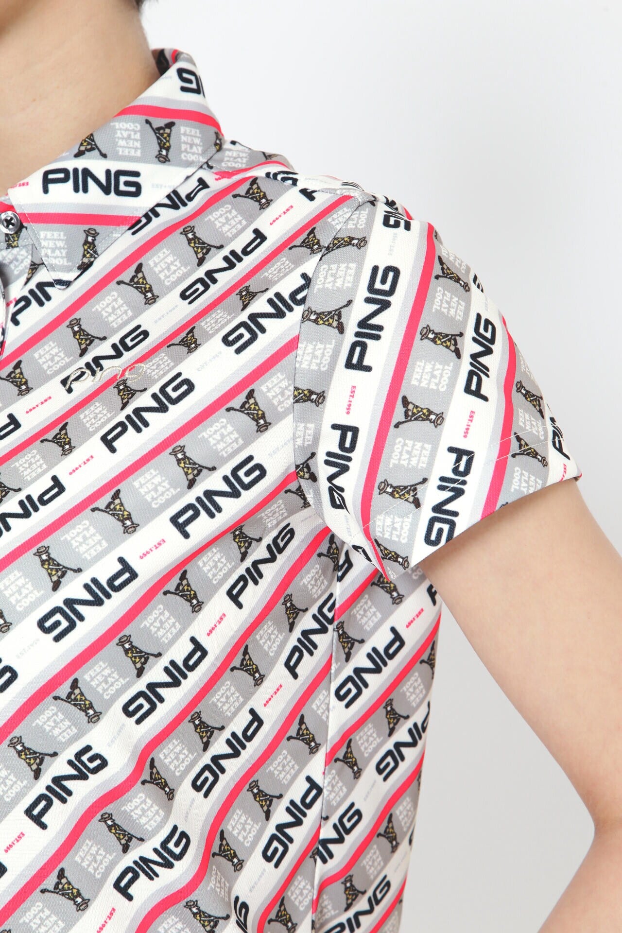 【PING APPAREL】ロゴバイアスプリント 半袖カノコポロシャツ ＜NATIVE＞ (LADIES)