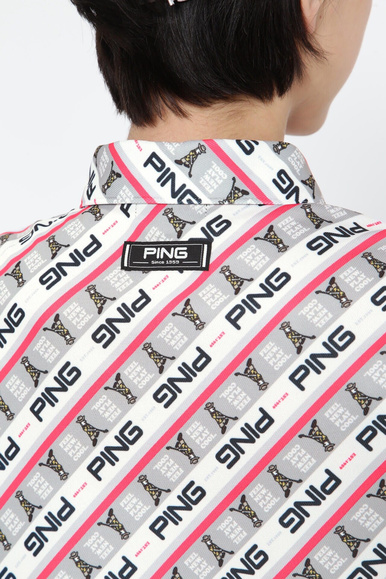 【PING APPAREL】ロゴバイアスプリント 半袖カノコポロシャツ ＜NATIVE＞ (LADIES)