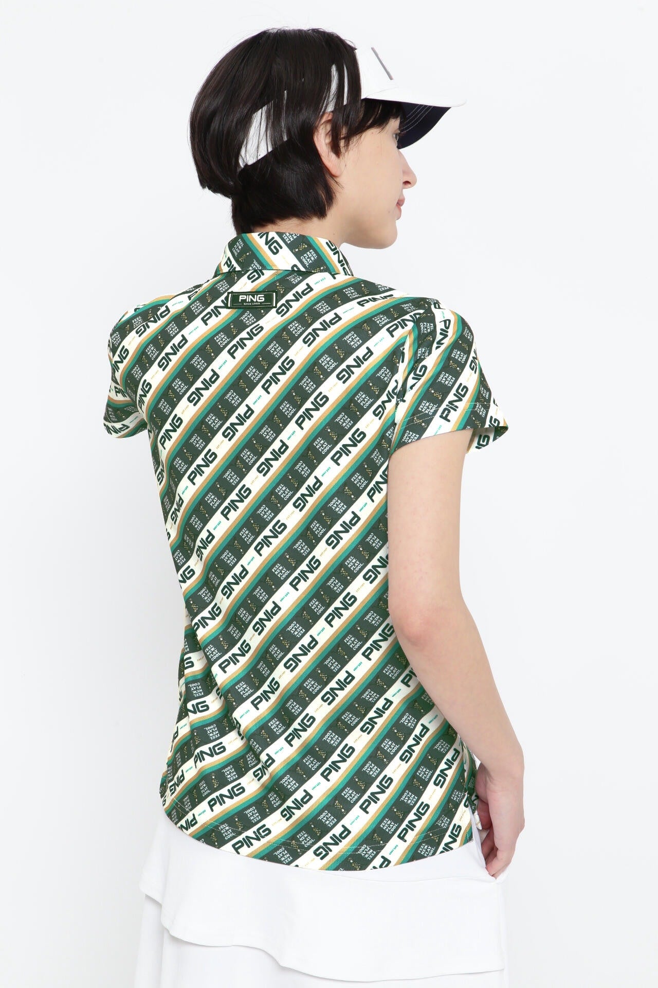 【PING APPAREL】ロゴバイアスプリント 半袖カノコポロシャツ ＜NATIVE＞ (LADIES)