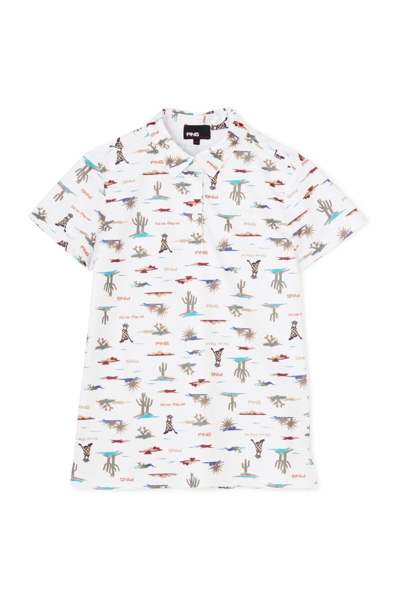 【PING APPAREL】プレイオンザデザートプリントカノコ半袖ポロシャツ ＜NATIVE＞ (LADIES)