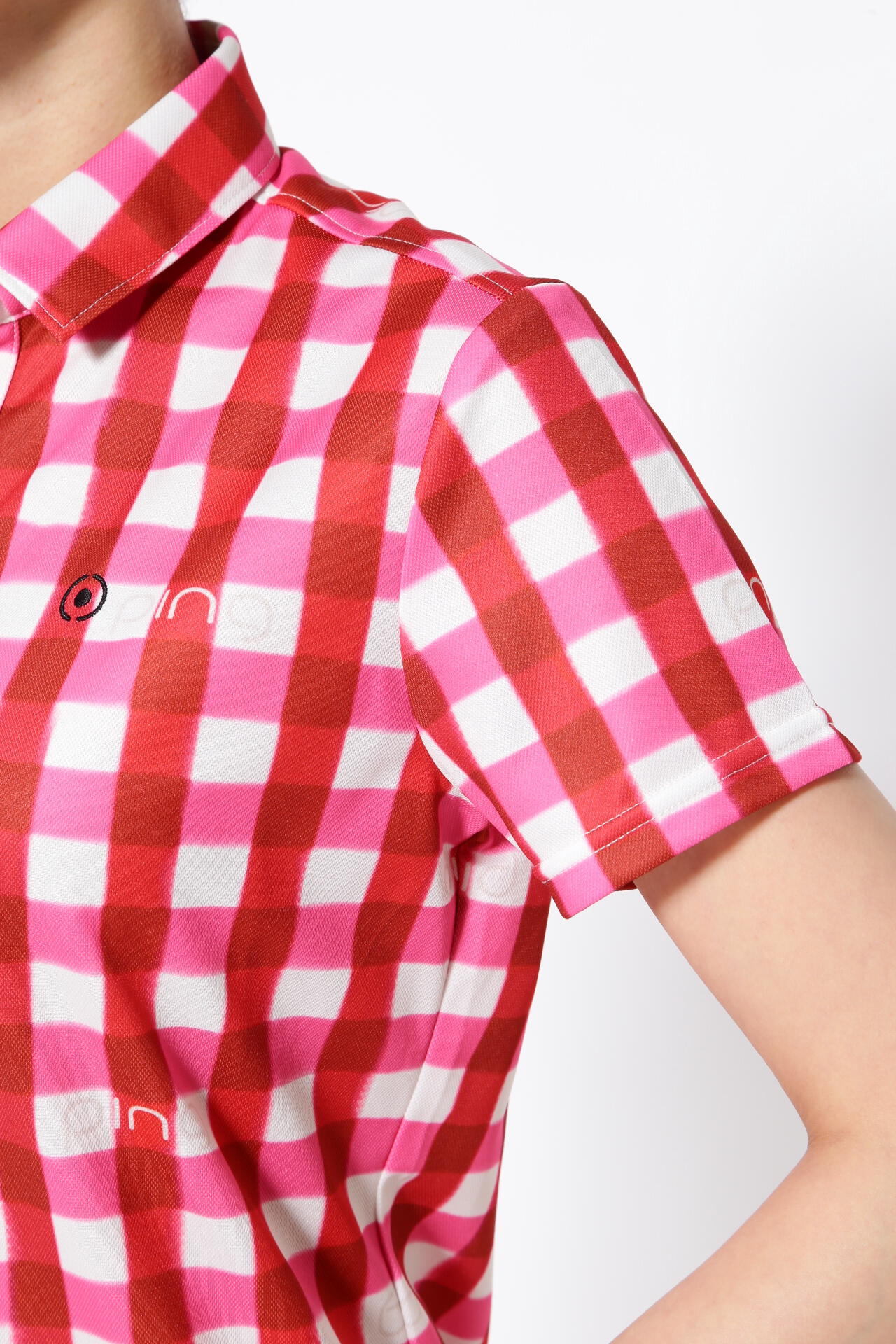 【PING APPAREL】ギンガムチェックプリント 半袖ポロシャツ ＜PRODUCT ADDITION＞ (LADIES)
