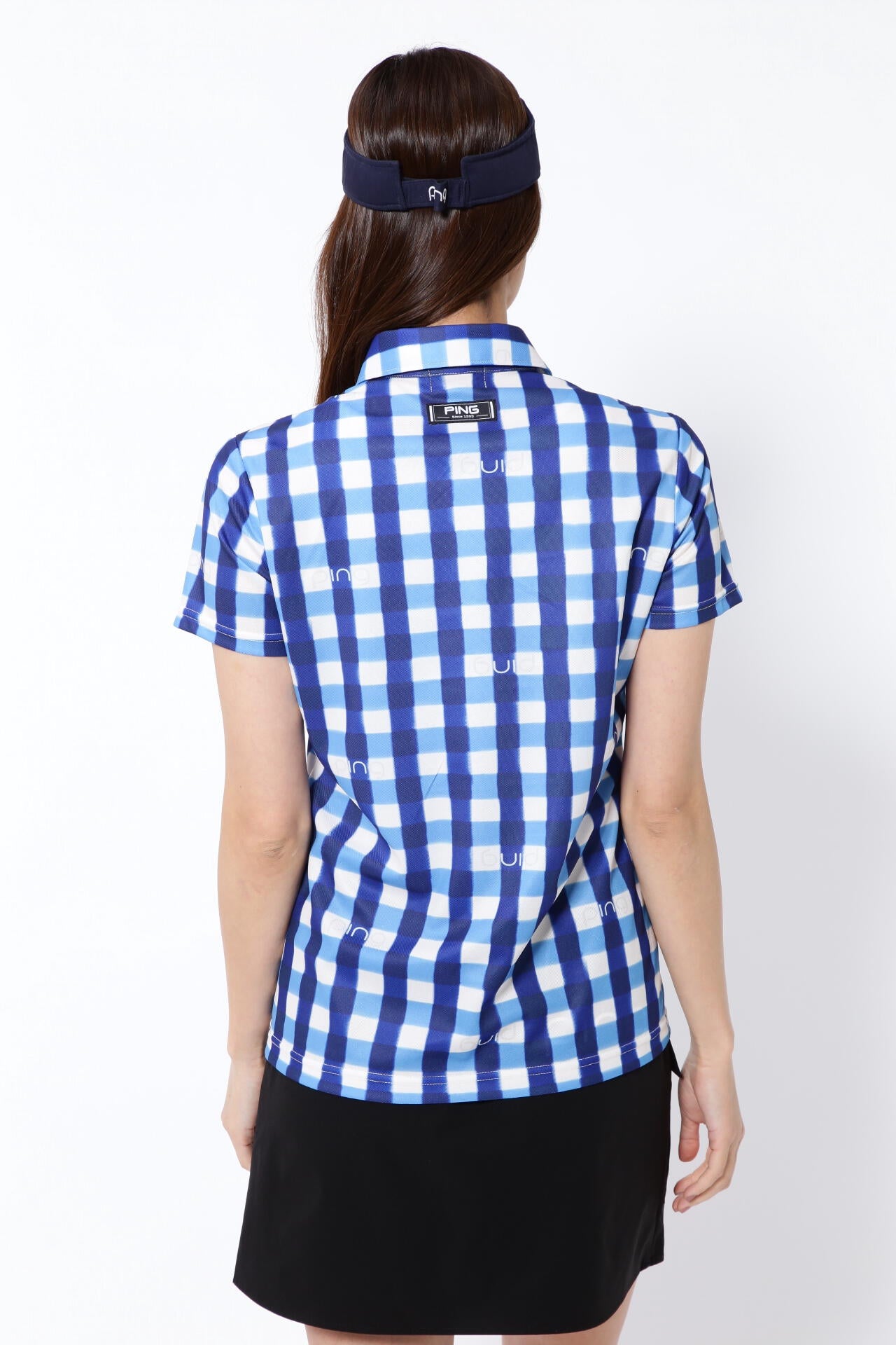 【PING APPAREL】ギンガムチェックプリント 半袖ポロシャツ ＜PRODUCT ADDITION＞ (LADIES)