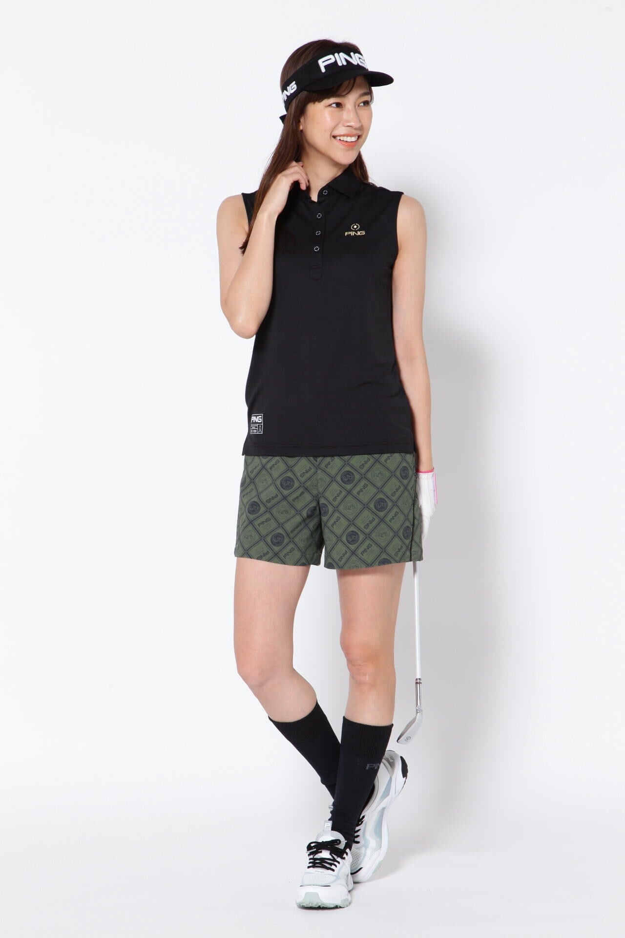 【PING APPAREL】ゼロアクアメッシュ スリーブレスポロシャツ ＜GOLD＞ (LADIES)