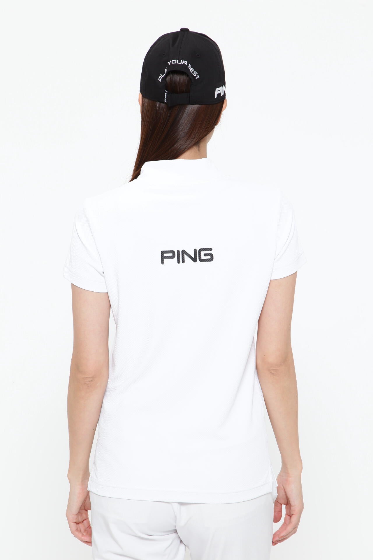 【PING APPAREL】ダイア柄ストレッチメッシュ 半袖ハイネックカットソー ＜PERFORMANCE＞ (LADIES)