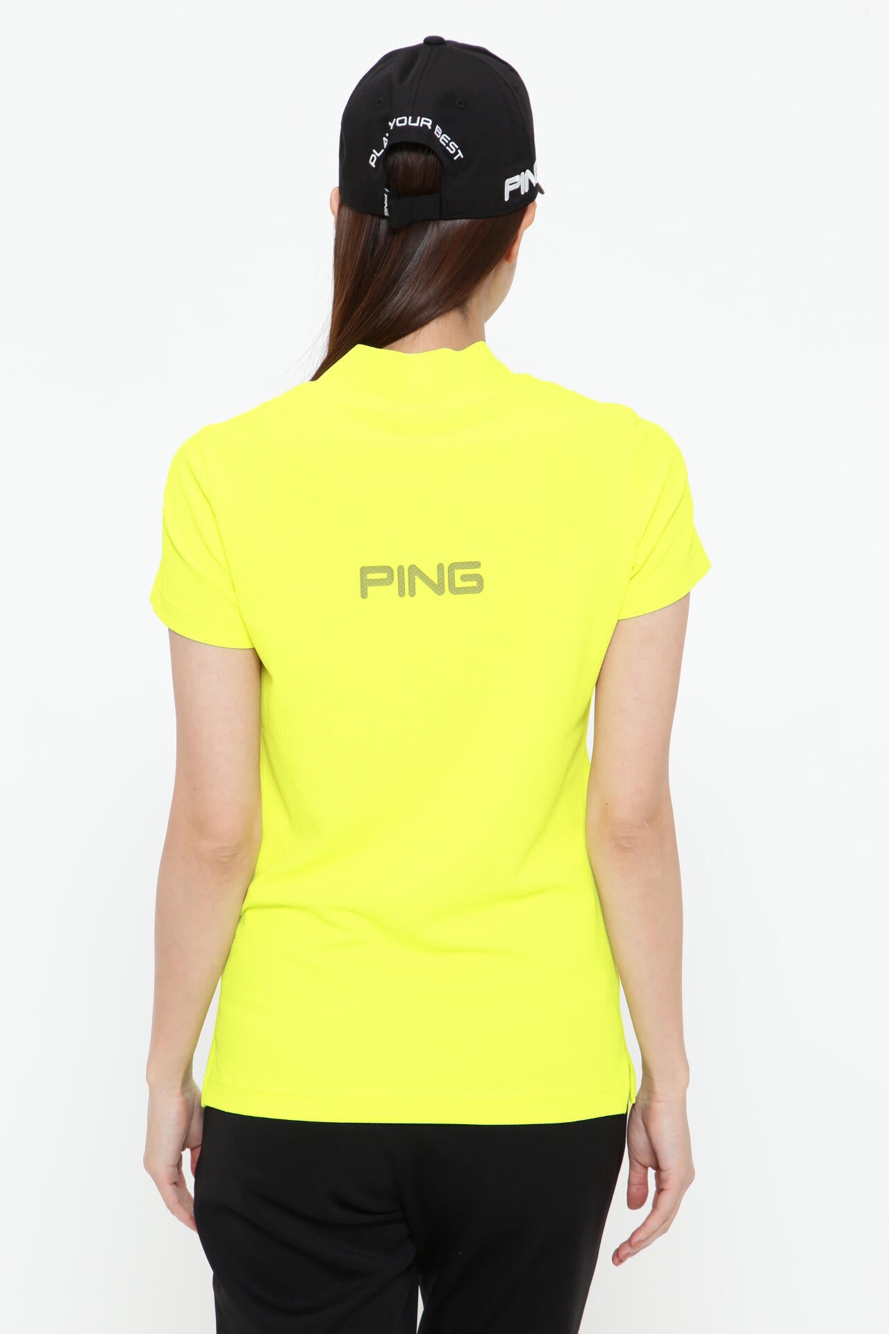 【PING APPAREL】ダイア柄ストレッチメッシュ 半袖ハイネックカットソー ＜PERFORMANCE＞ (LADIES)