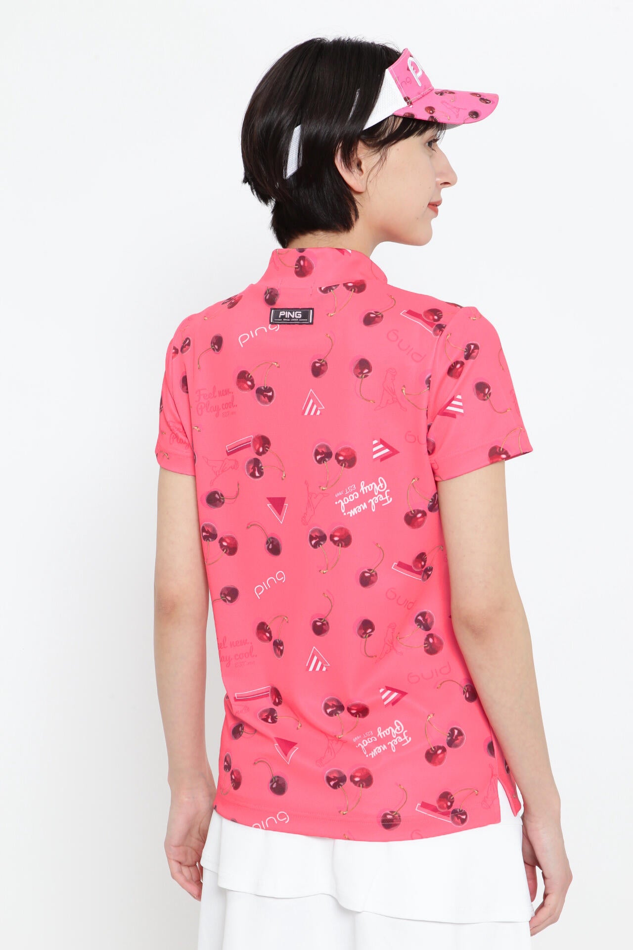 【PING APPAREL】フレッシュフルーツプリント ポリエステルカノコ半袖ハイネックカットソー ＜NATIVE＞ (LADIES)