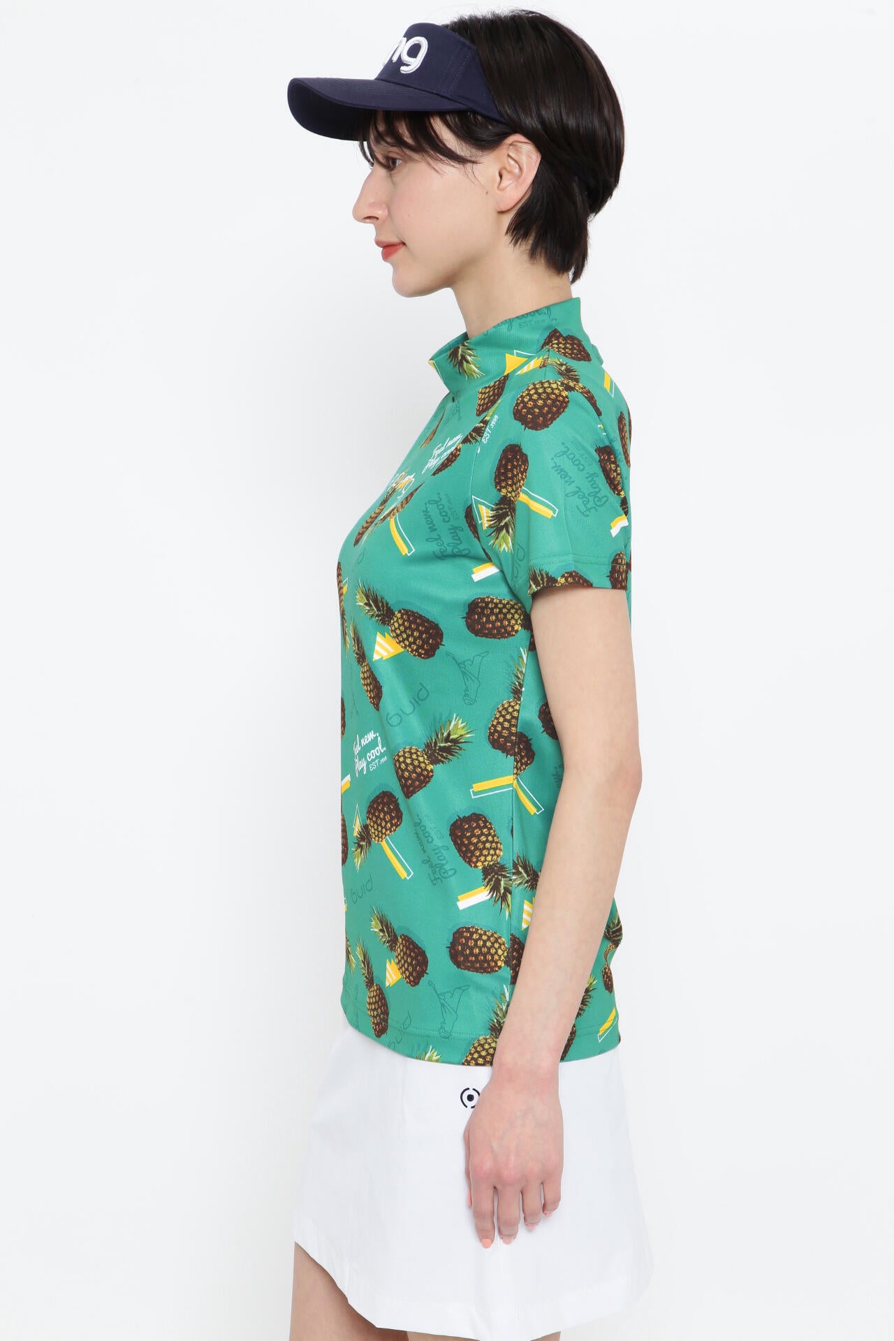 【PING APPAREL】フレッシュフルーツプリント ポリエステルカノコ半袖ハイネックカットソー ＜NATIVE＞ (LADIES)