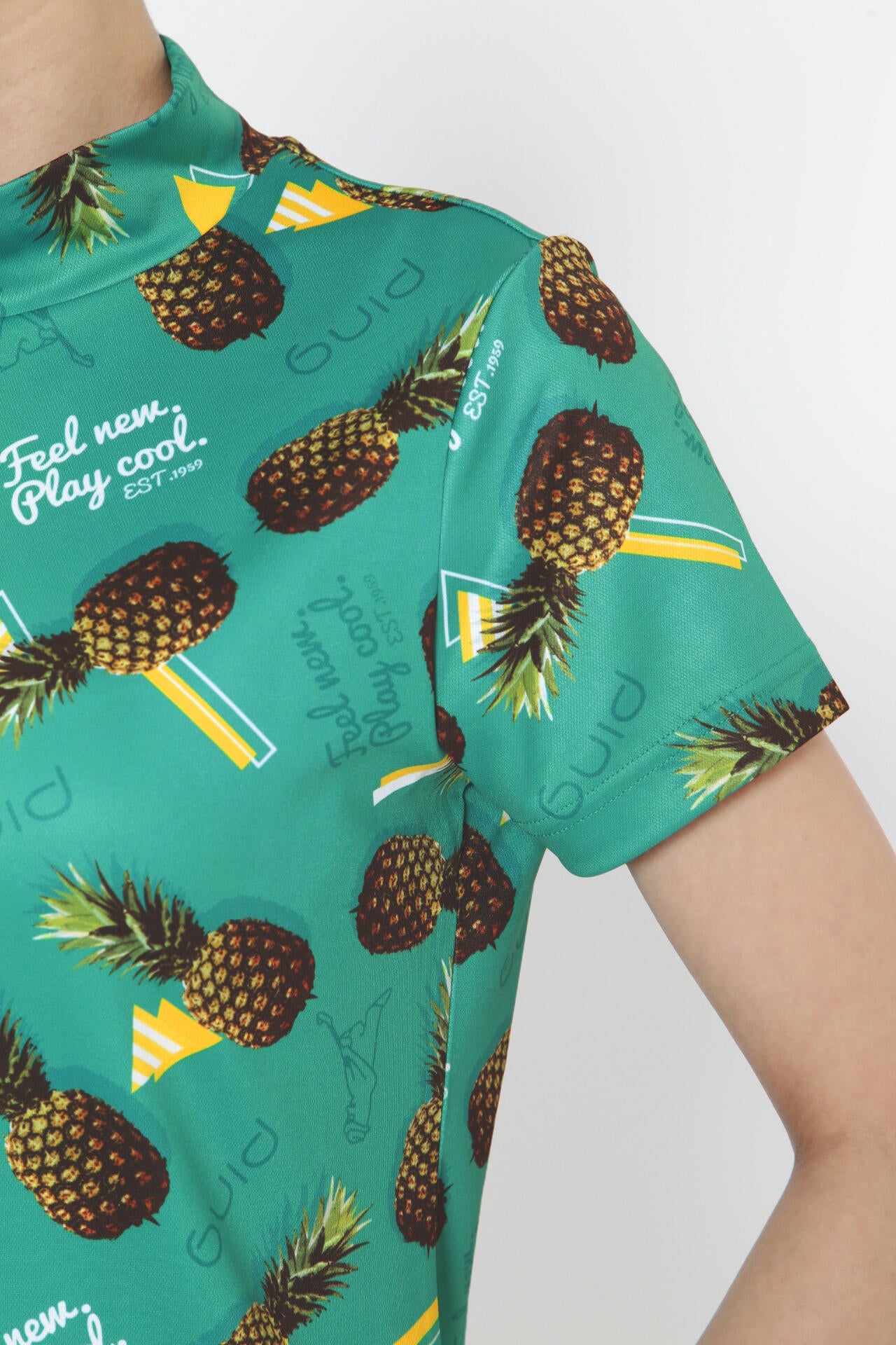 【PING APPAREL】フレッシュフルーツプリント ポリエステルカノコ半袖ハイネックカットソー ＜NATIVE＞ (LADIES)