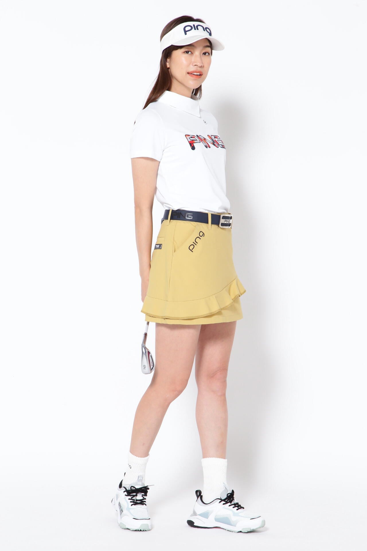 【PING APPAREL】コットンライク天竺 半袖デザイン衿カットソー ＜NATIVE＞ (LADIES)