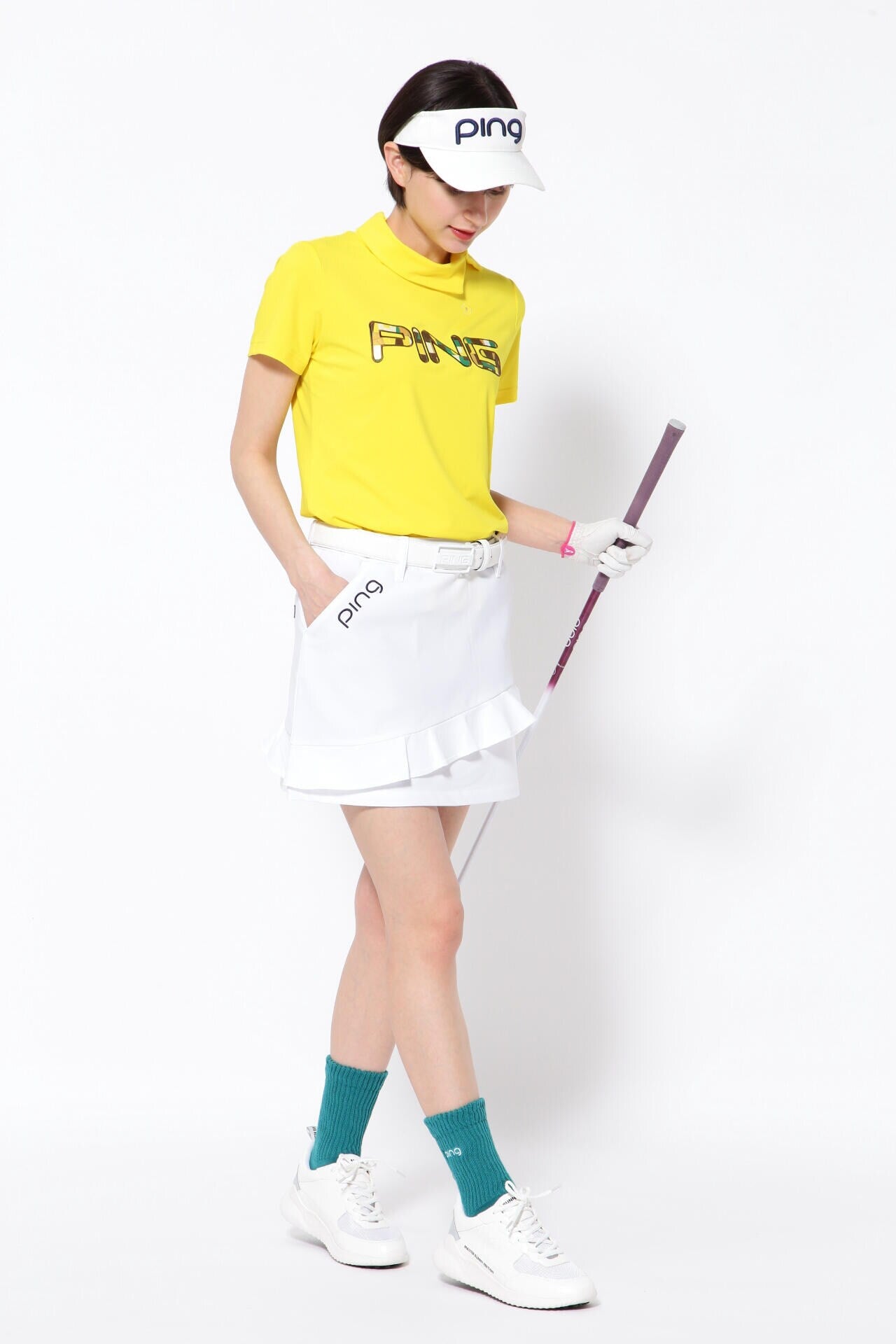 【PING APPAREL】コットンライク天竺 半袖デザイン衿カットソー ＜NATIVE＞ (LADIES)