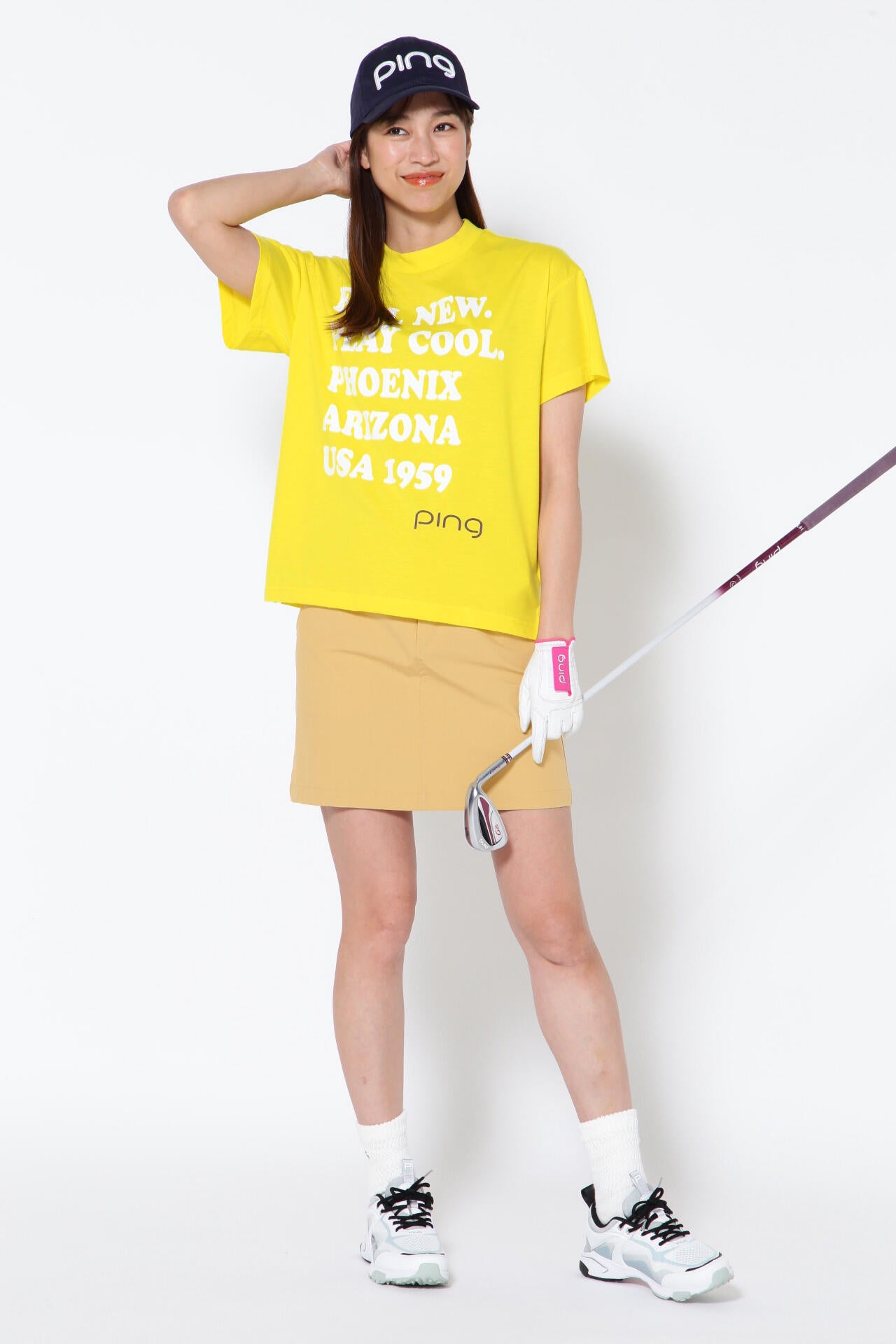 【PING APPAREL】綿ポリエステル天竺 ビッグシルエット 10色 半袖ハイネックカットソー ＜NATIVE＞ (LADIES)