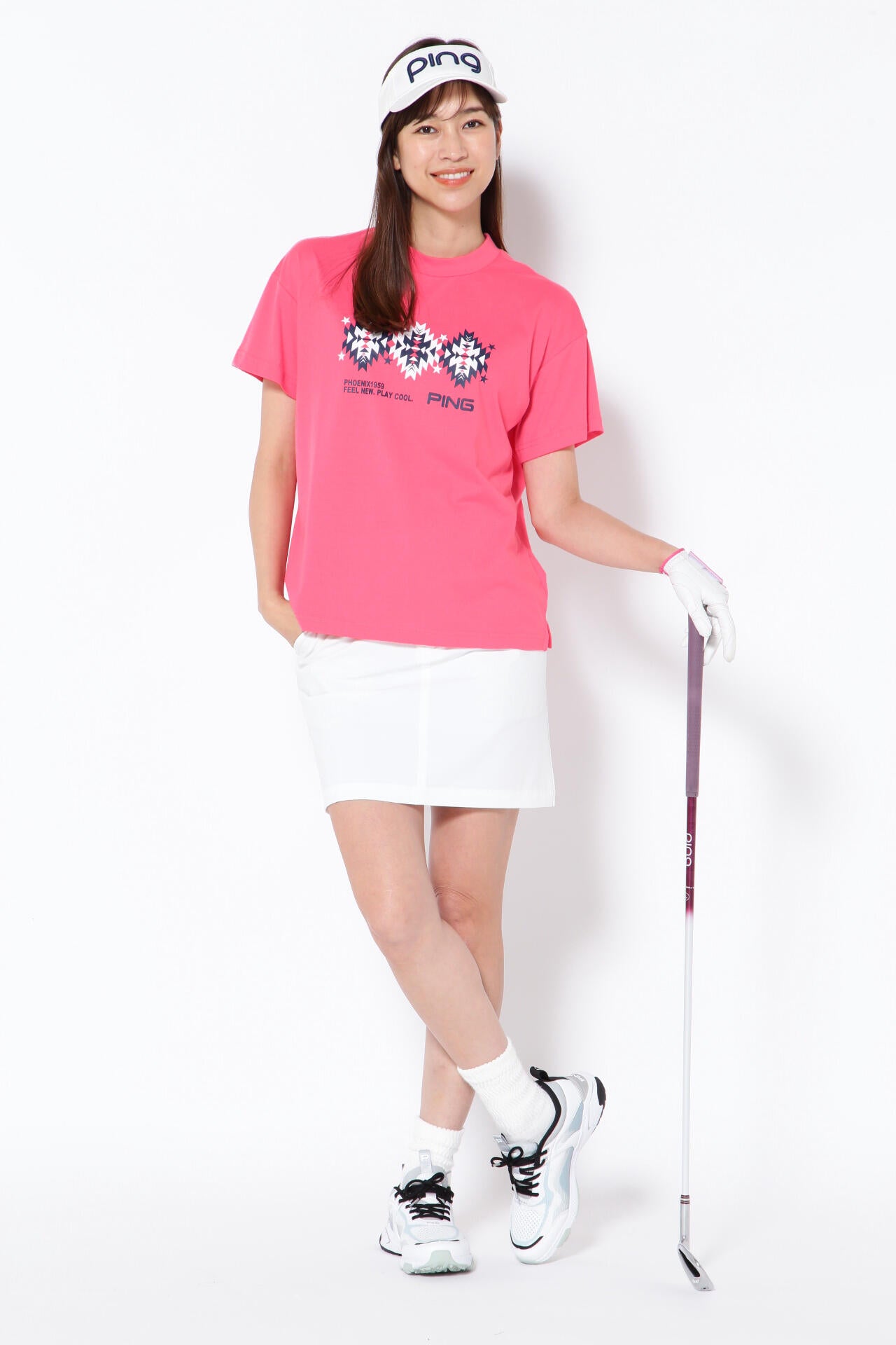 【PING APPAREL】綿ポリエステル天竺 ビッグシルエット 10色 半袖ハイネックカットソー ＜NATIVE＞ (LADIES)