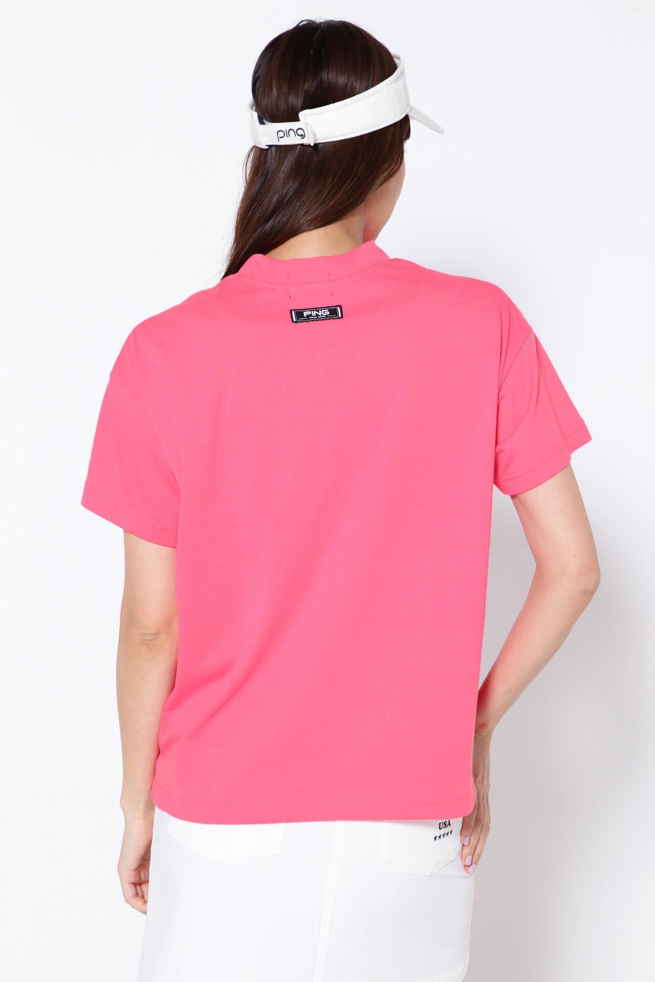 【PING APPAREL】綿ポリエステル天竺 ビッグシルエット 10色 半袖ハイネックカットソー ＜NATIVE＞ (LADIES)