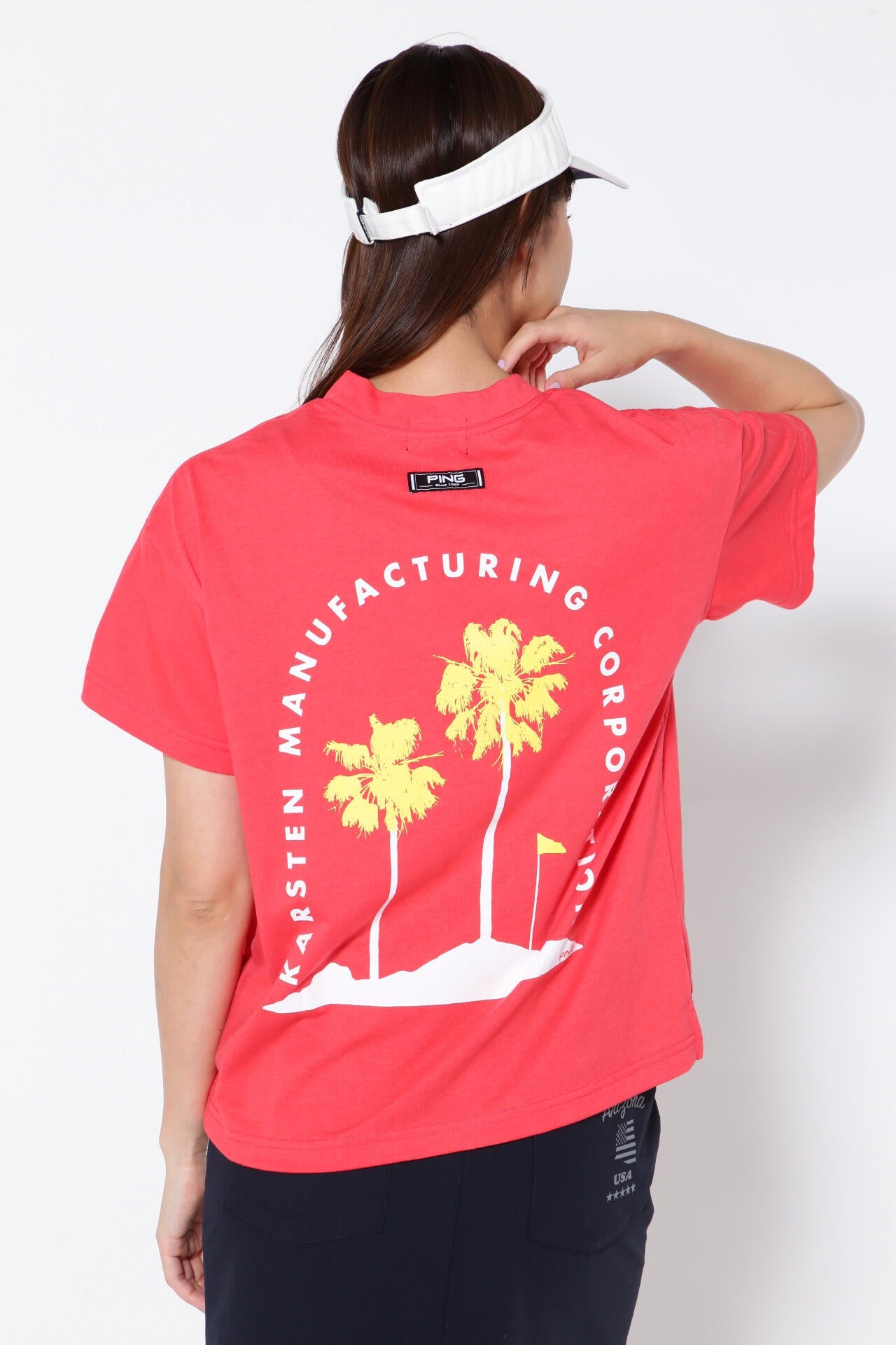 【PING APPAREL】綿ポリエステル天竺 ビッグシルエット 10色 半袖ハイネックカットソー ＜NATIVE＞ (LADIES)