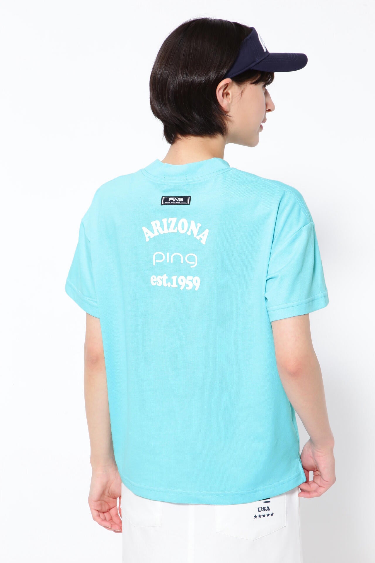 【PING APPAREL】綿ポリエステル天竺 ビッグシルエット 10色 半袖ハイネックカットソー ＜NATIVE＞ (LADIES)