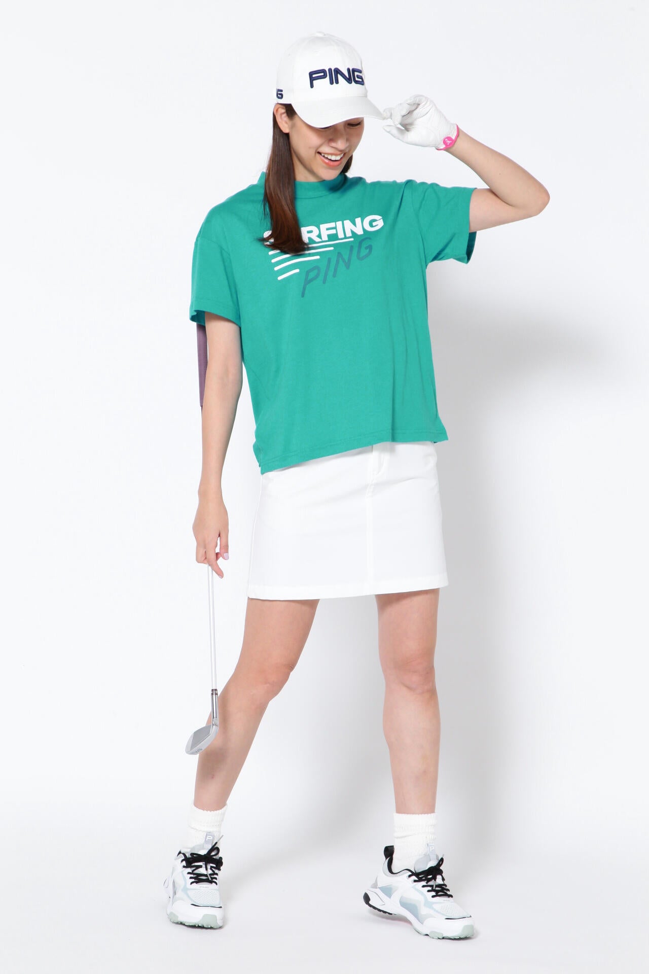 【PING APPAREL】綿ポリエステル天竺 ビッグシルエット 10色 半袖ハイネックカットソー ＜NATIVE＞ (LADIES)