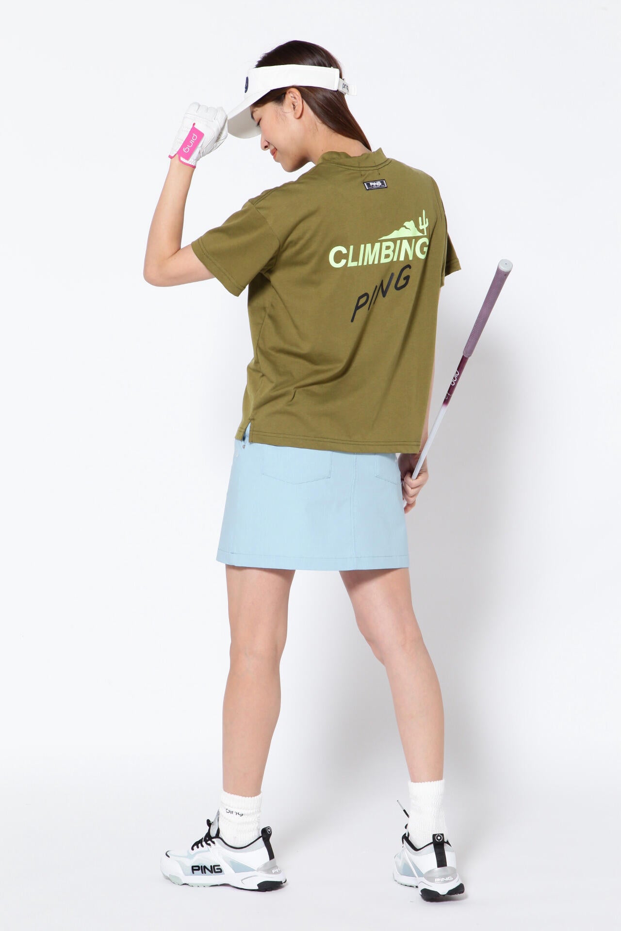 【PING APPAREL】綿ポリエステル天竺 ビッグシルエット 10色 半袖ハイネックカットソー ＜NATIVE＞ (LADIES)