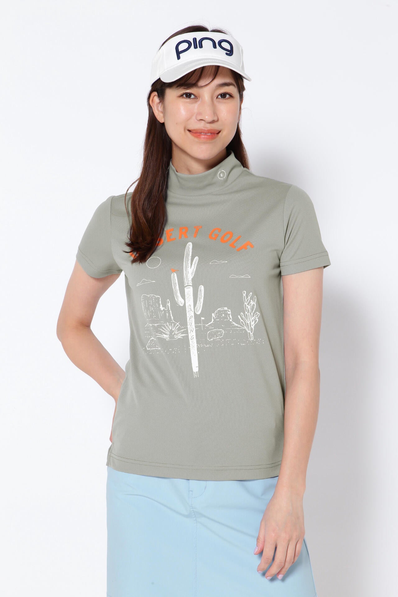 【PING APPAREL】ポリエステルカノコ 10色 半袖ハイネックカットソー ＜NATIVE＞ (LADIES)