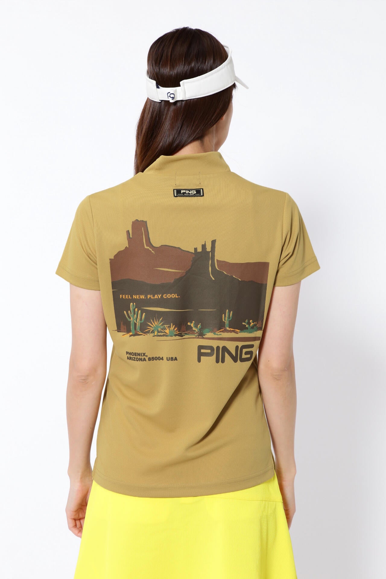 PING APPAREL】ポリエステルカノコ 10色 半袖ハイネックカットソー