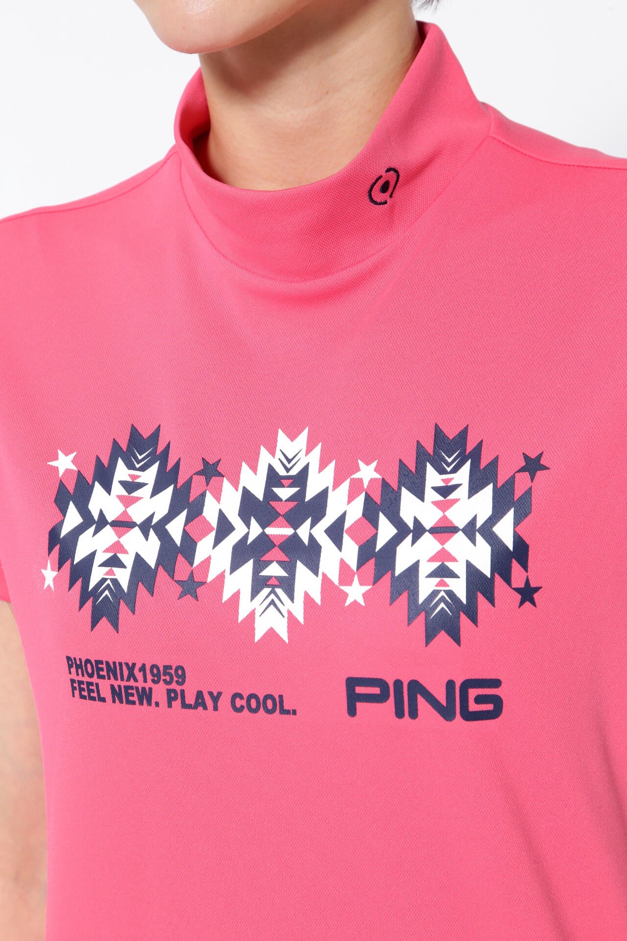 【PING APPAREL】ポリエステルカノコ 10色 半袖ハイネックカットソー ＜NATIVE＞ (LADIES)