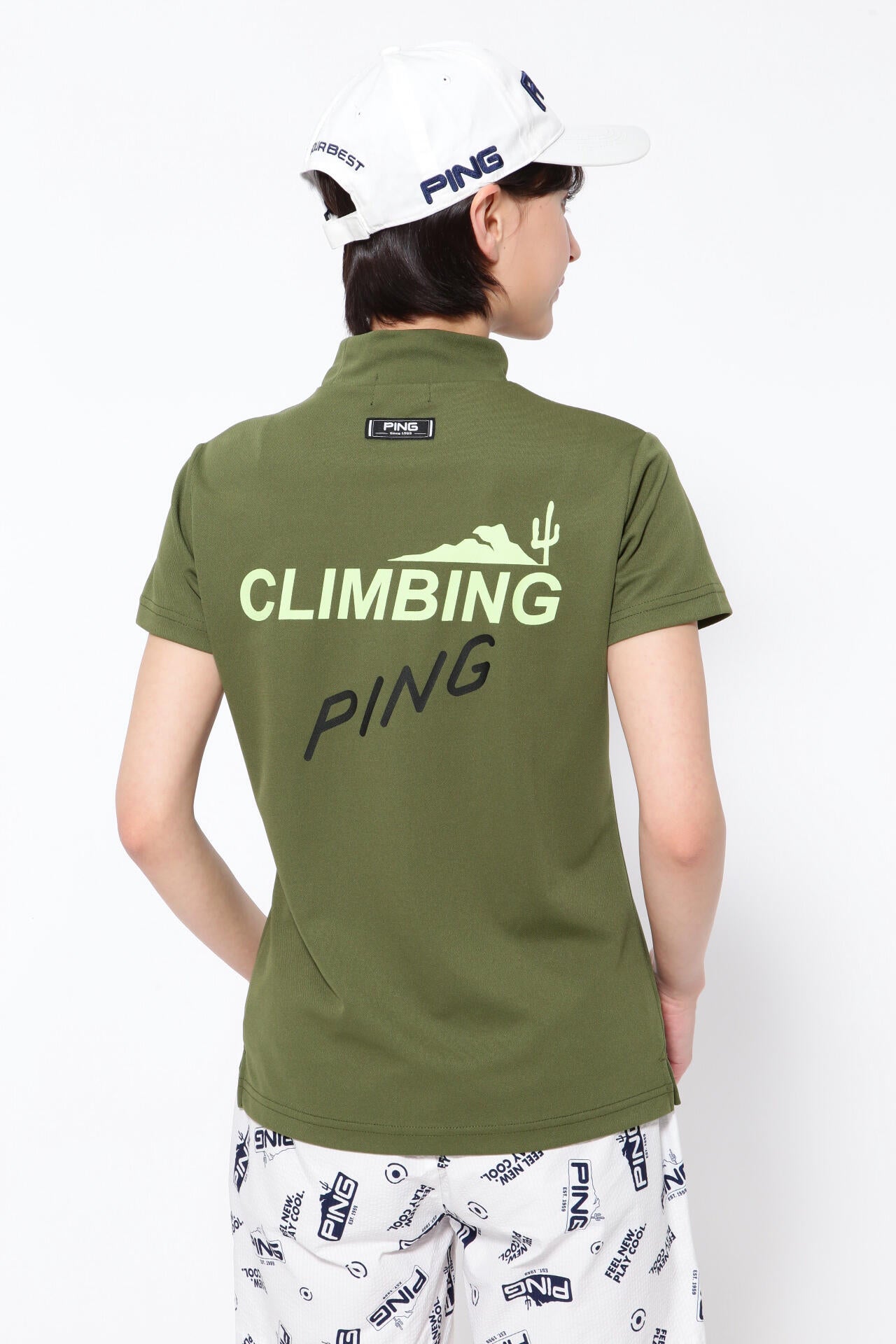 【PING APPAREL】ポリエステルカノコ 10色 半袖ハイネックカットソー ＜NATIVE＞ (LADIES)
