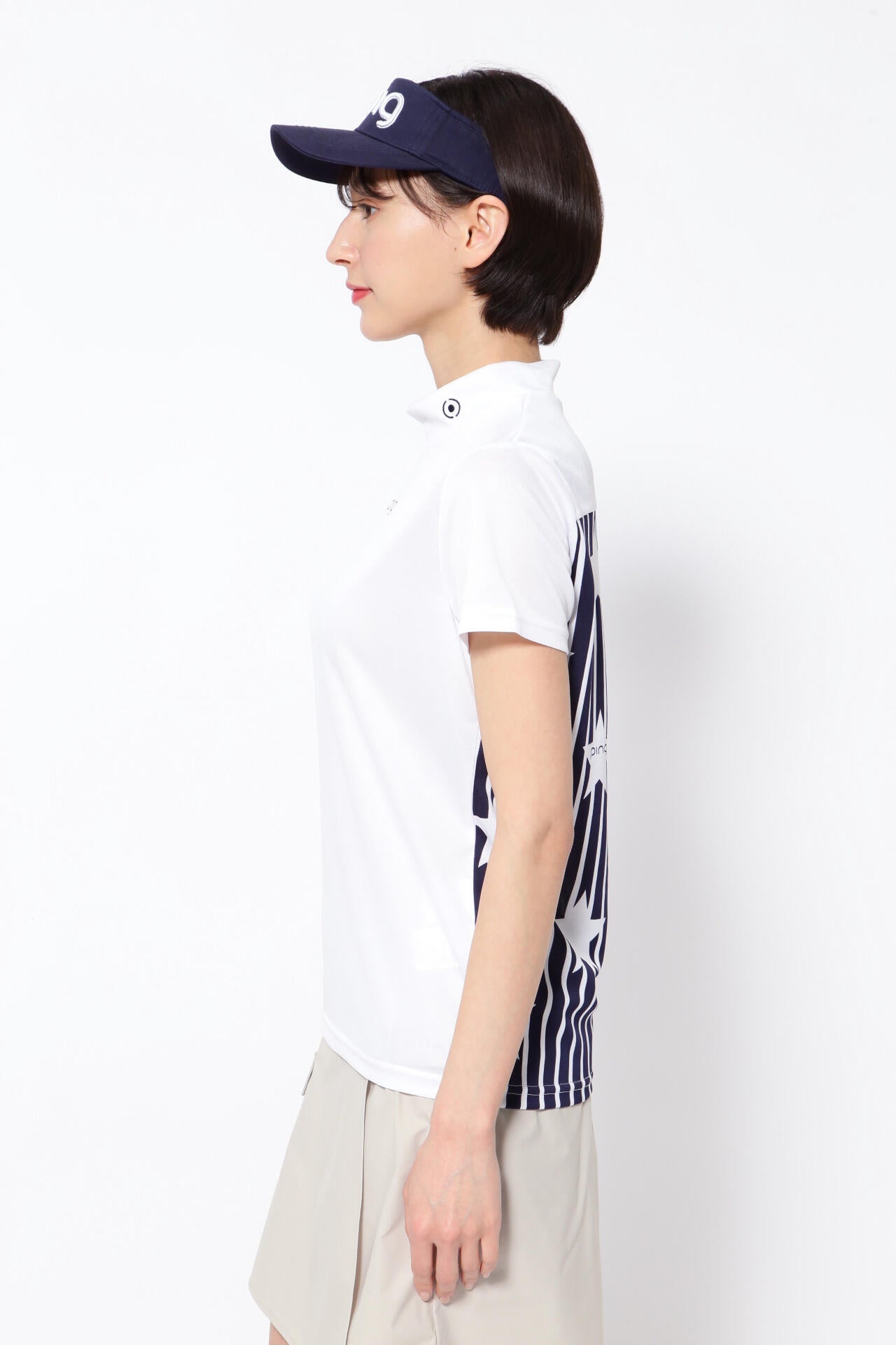 【PING APPAREL】プラスリッチDRY&UVバックプリント半袖ハイネックシャツ＜PRODUCT ADDITION＞ (LADIES)