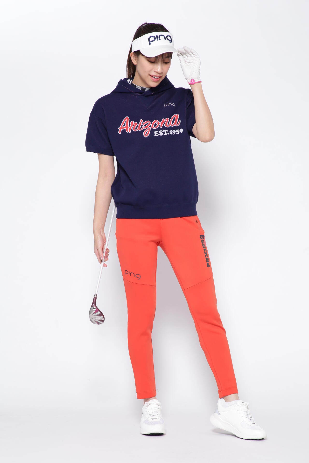 【PING APPAREL】アリゾナ半袖ニットフーディプルオーバー ＜NATIVE＞ (LADIES)
