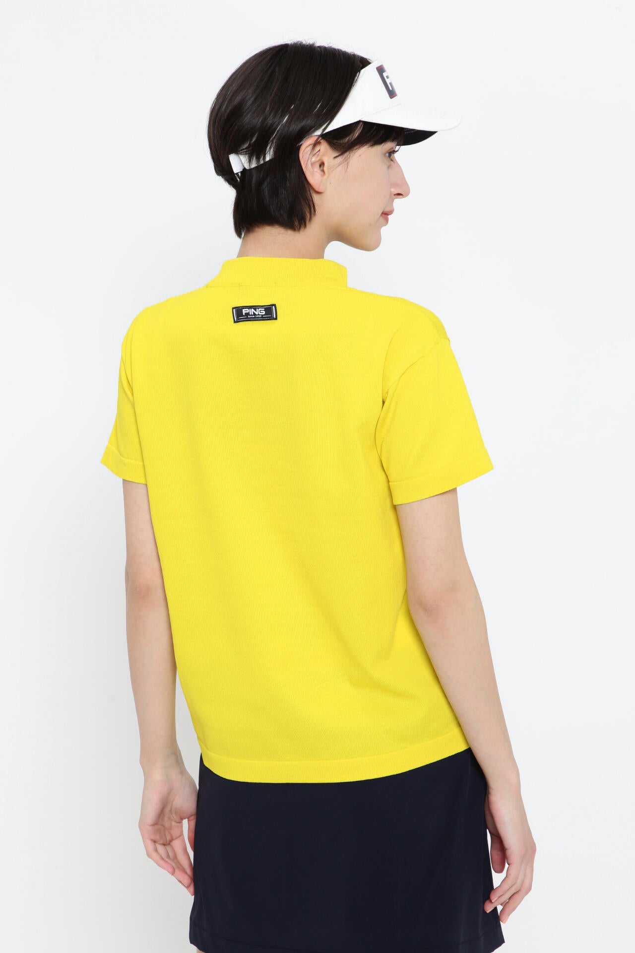 【PING APPAREL】ロゴ柄 半袖ハイネックニットプルオーバー ＜NATIVE＞ (LADIES)