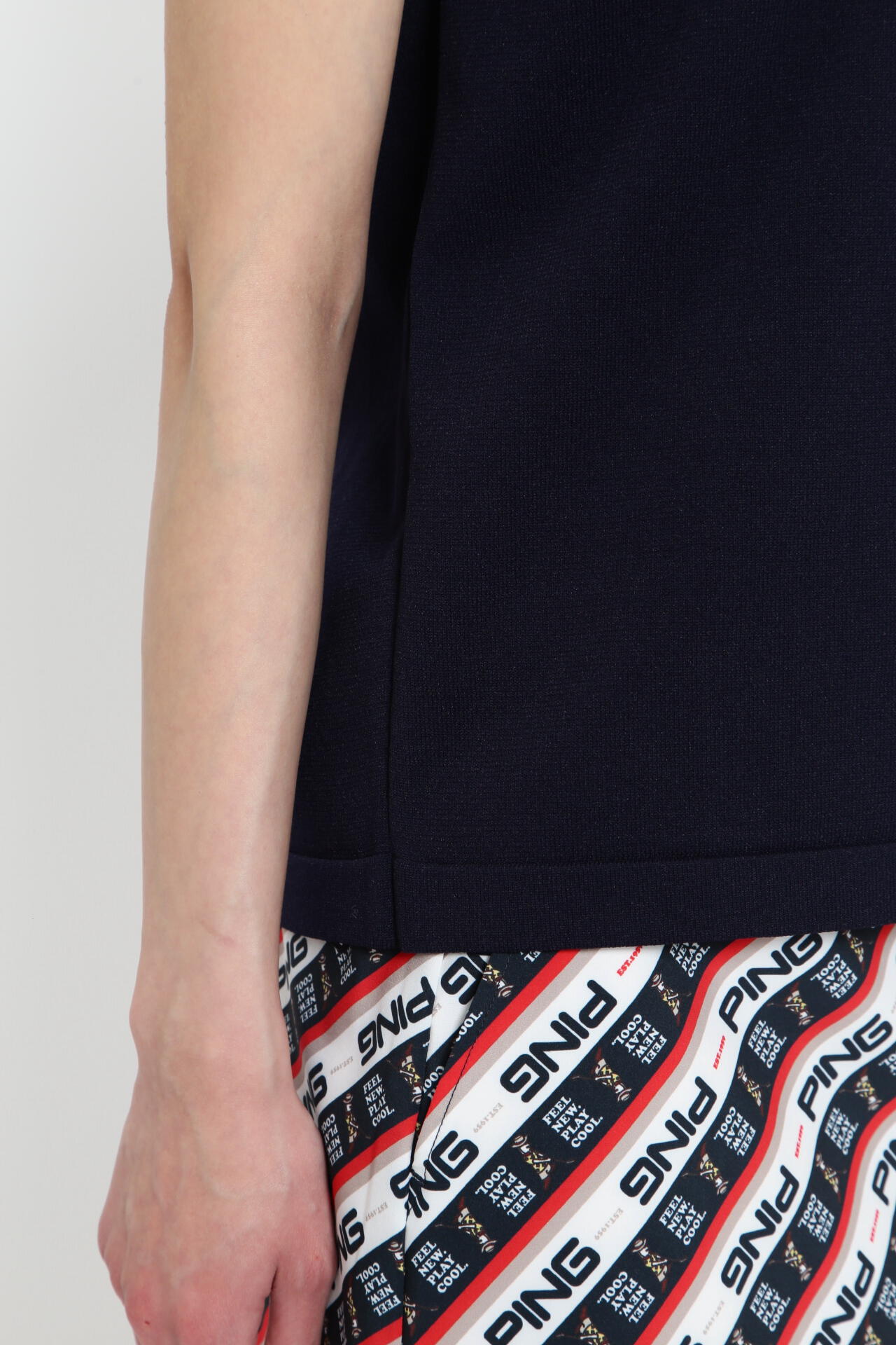【PING APPAREL】ロゴ柄 半袖ハイネックニットプルオーバー ＜NATIVE＞ (LADIES)
