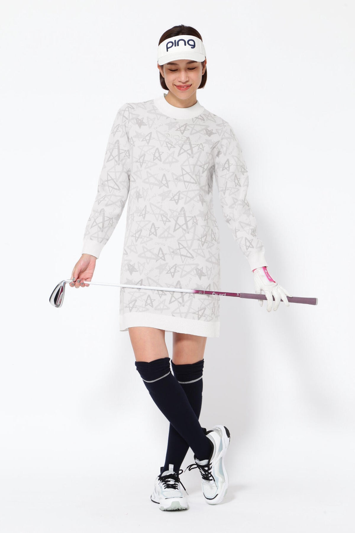 【PING APPAREL】ジャカードニットワンピース ＜NATIVE＞ (LADIES)