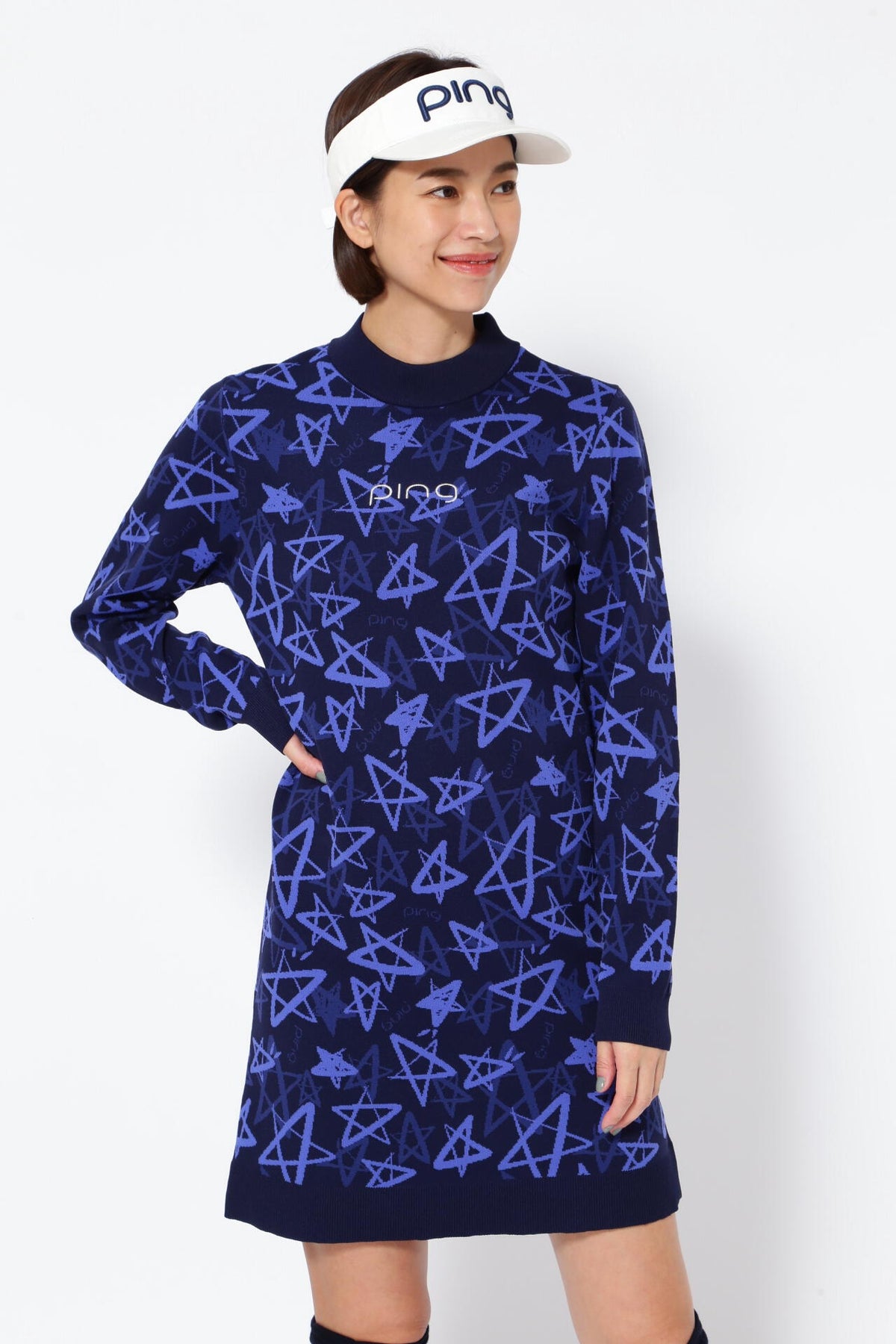 【PING APPAREL】ジャカードニットワンピース ＜NATIVE＞ (LADIES)