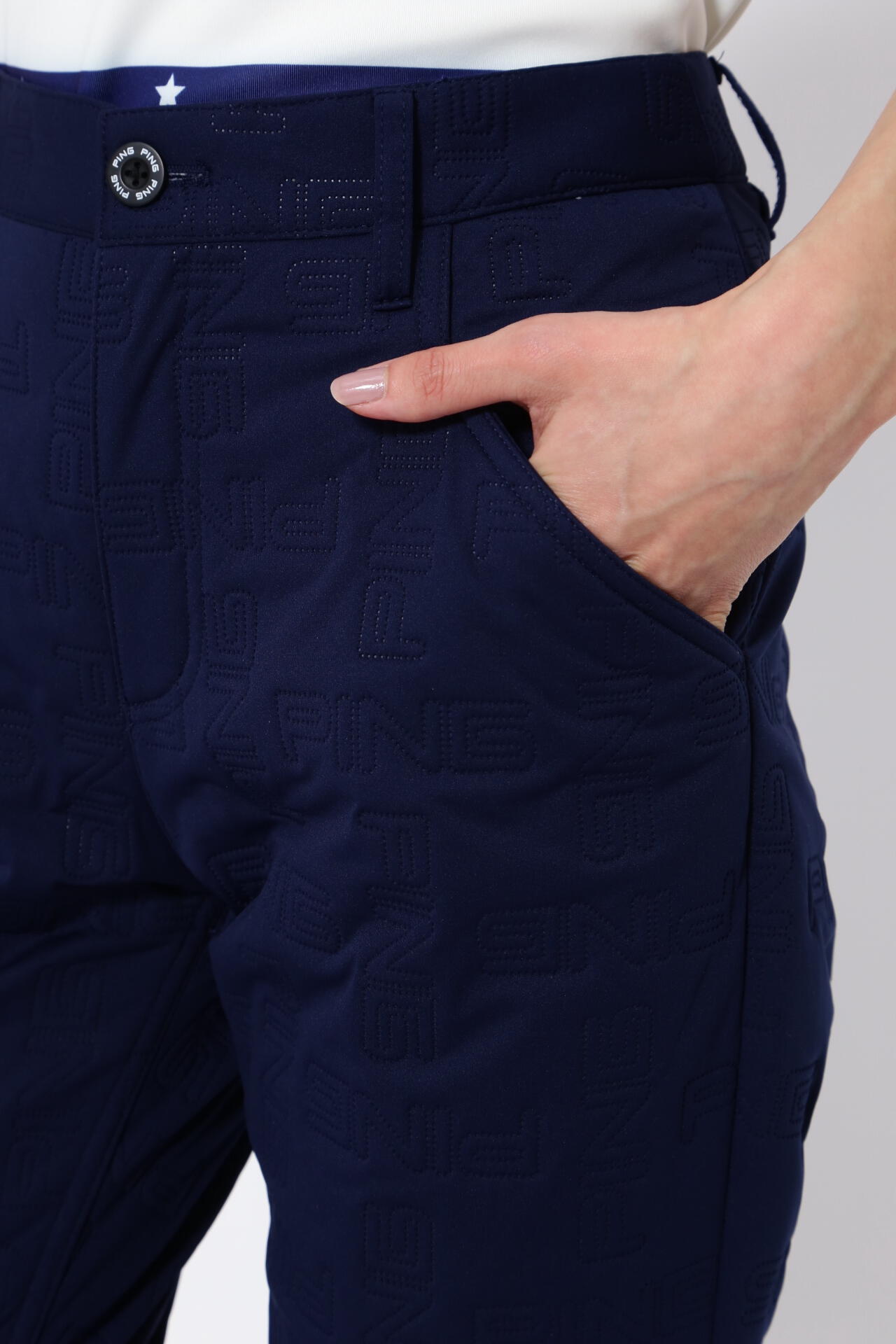 PING APPAREL】PINGモノグラム柄ソニックキルト防風撥水中綿5ポケット