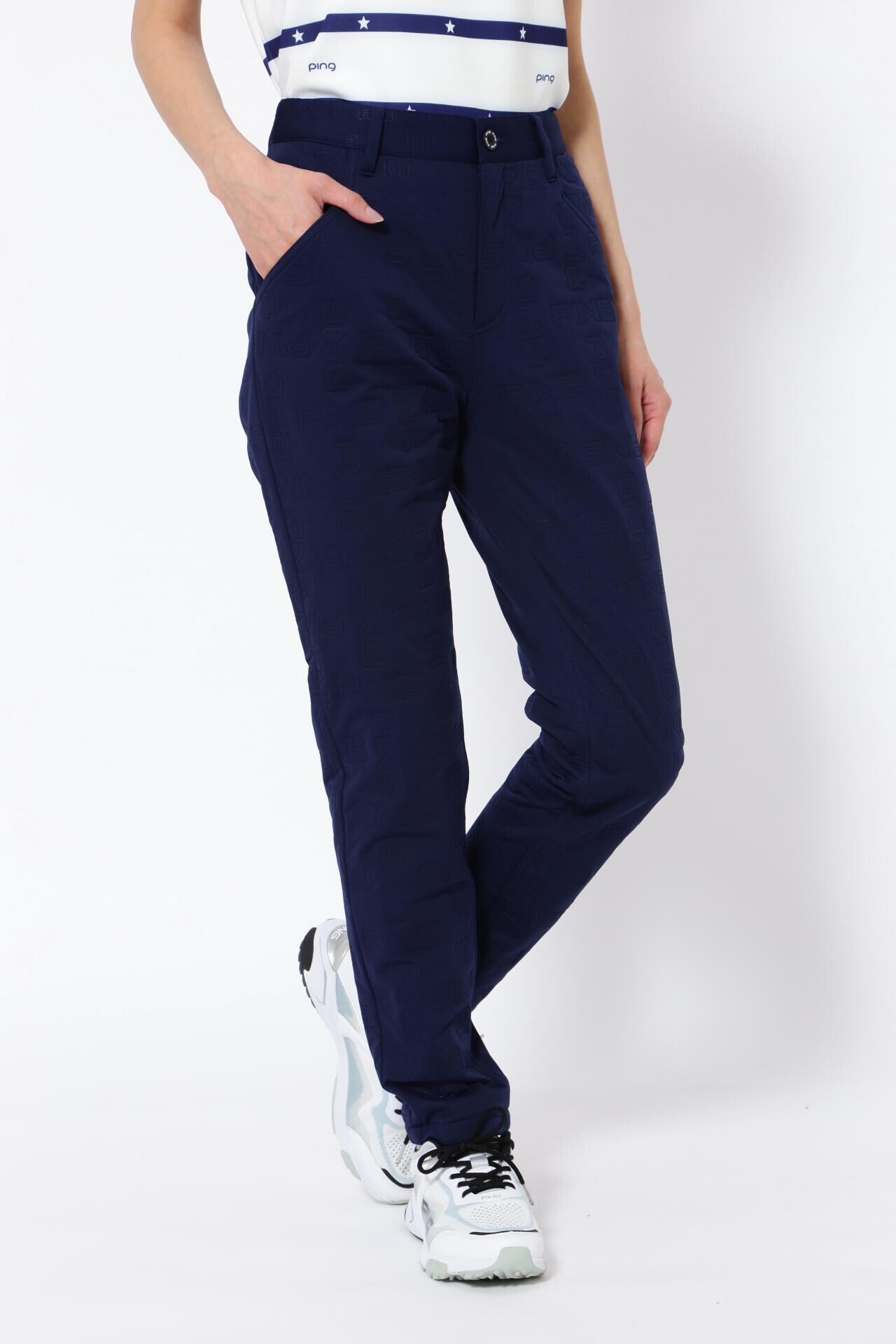 PING APPAREL】PINGモノグラム柄ソニックキルト防風撥水中綿5ポケット