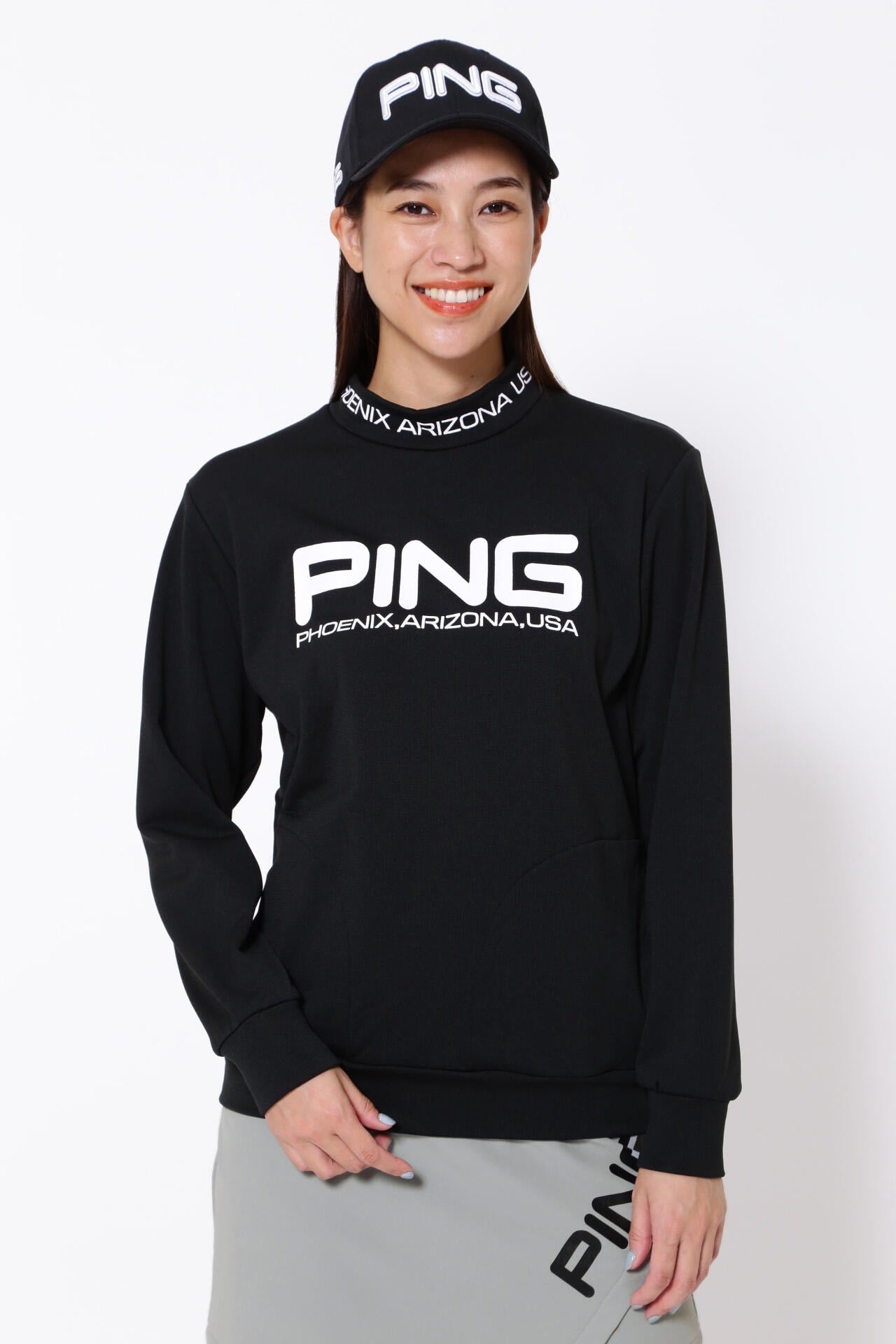 PING APPAREL】ドビードッツ裏起毛モックネックプルオーバー