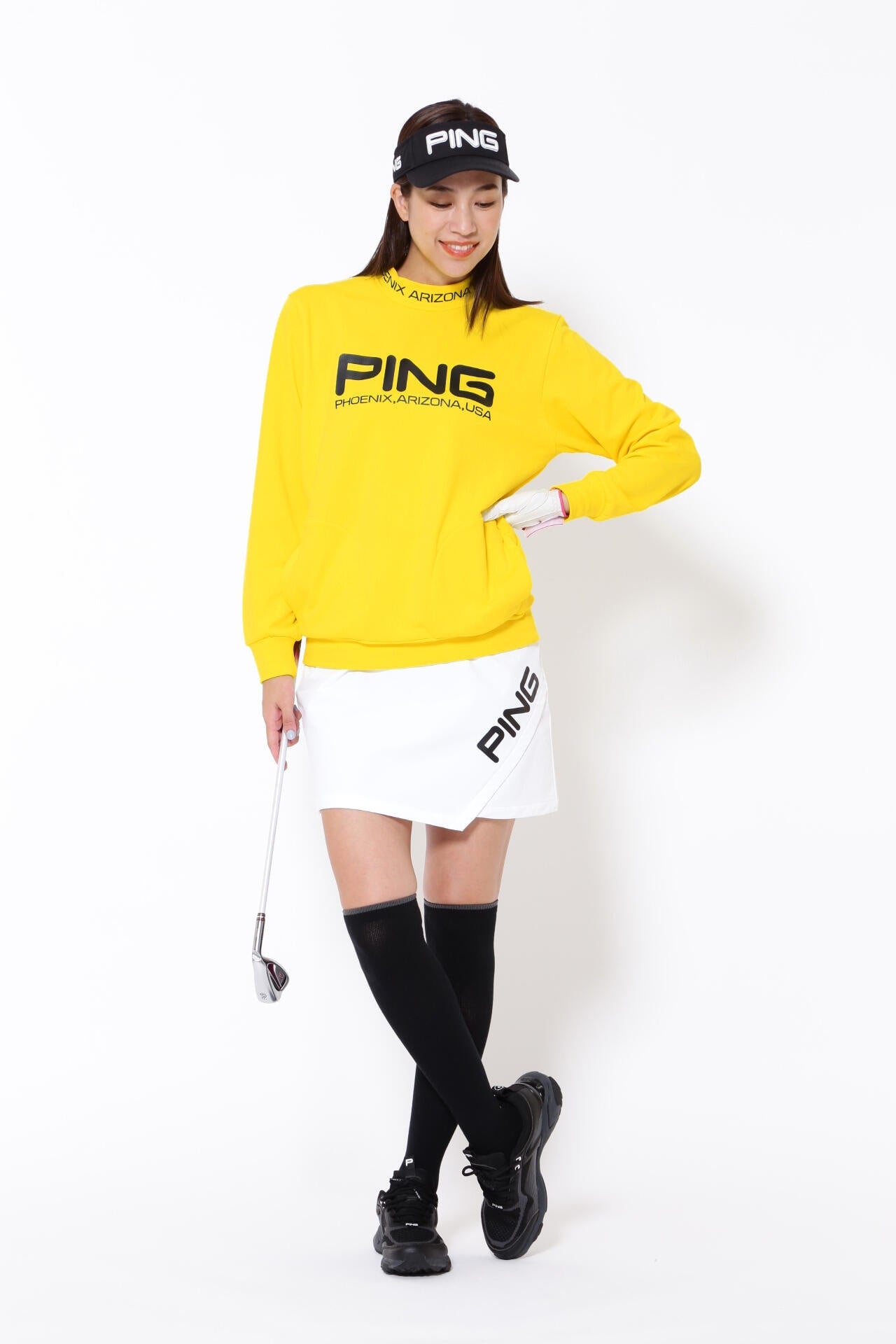 PING APPAREL】ドビードッツ裏起毛モックネックプルオーバー