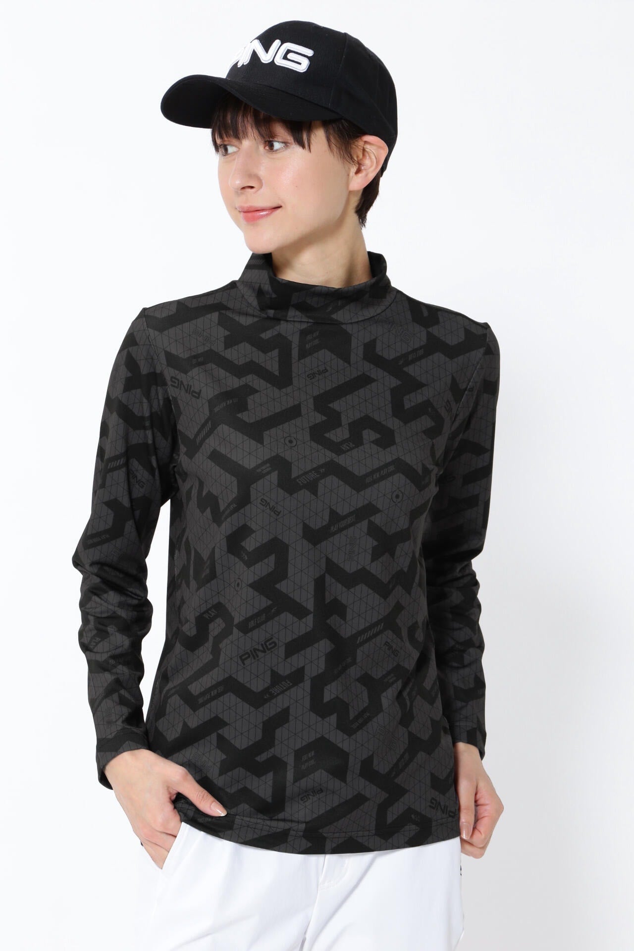 PING ブラック 長袖 ハイネック シャツ PING APPAREL】長袖ハイネックインナー ＜PERFORMANCE＞ (LADIES