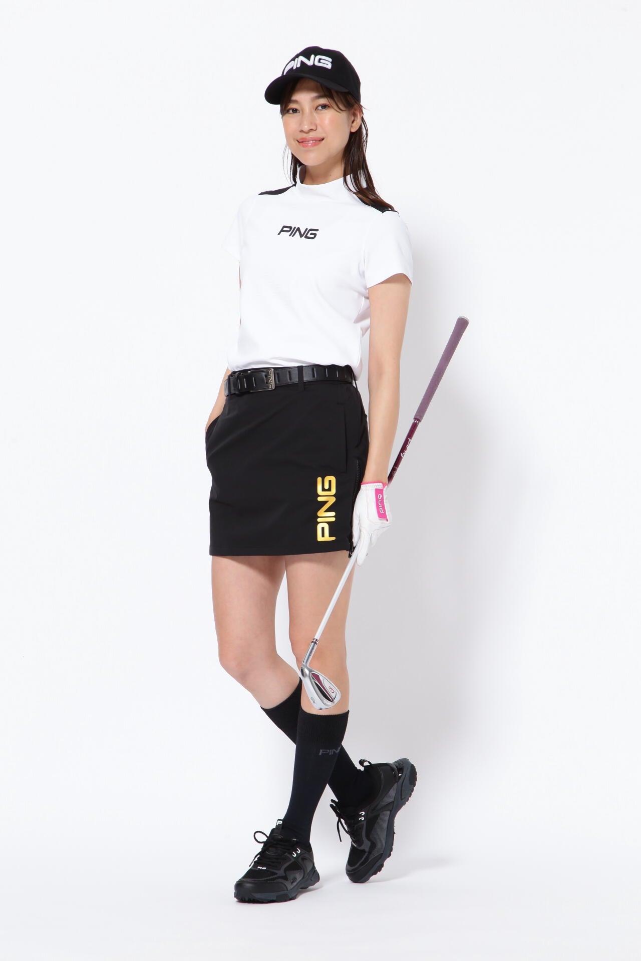 【PING APPAREL】エコブルー 半袖ハイネックカットソー ＜GOLD＞ (LADIES)