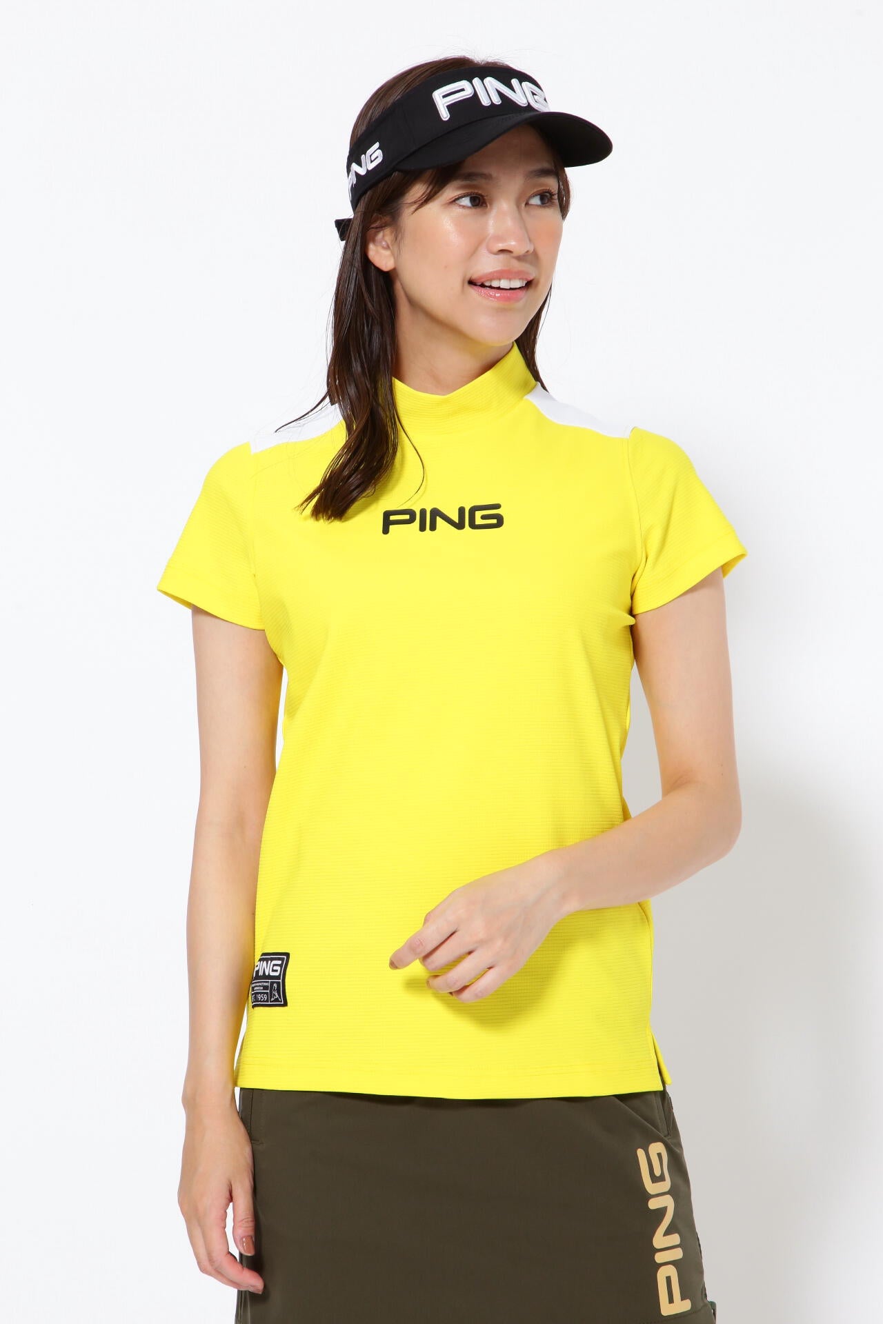 PING APPAREL】エコブルー 半袖ハイネックカットソー ＜GOLD＞ (LADIES
