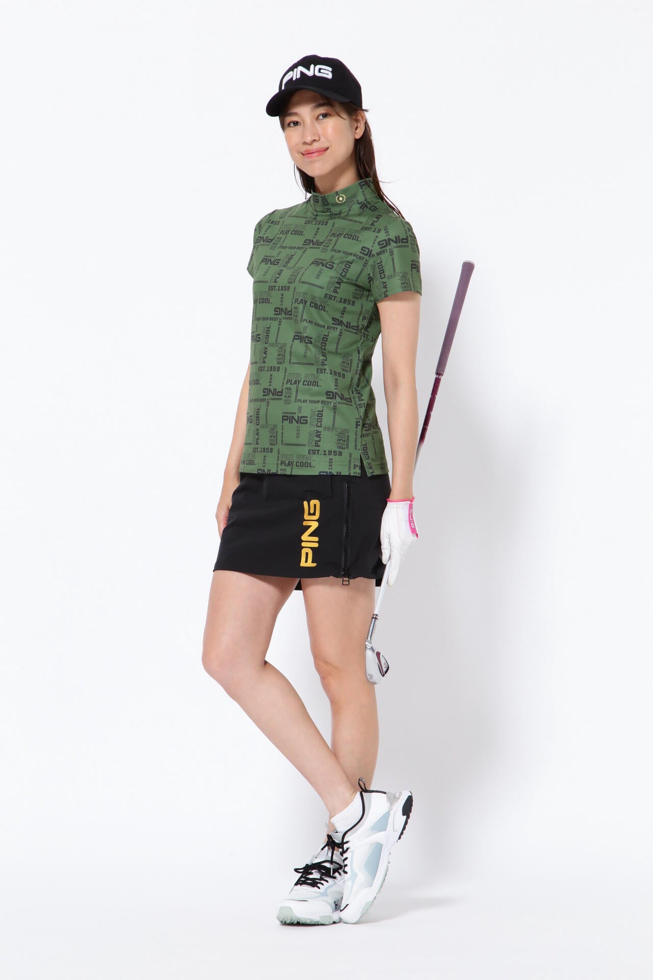 【PING APPAREL】クールマックスエコメイド 半袖ハイネックカットソー ＜GOLD＞ (LADIES)