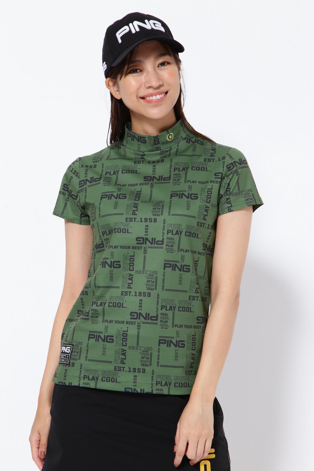 【PING APPAREL】クールマックスエコメイド 半袖ハイネックカットソー ＜GOLD＞ (LADIES)