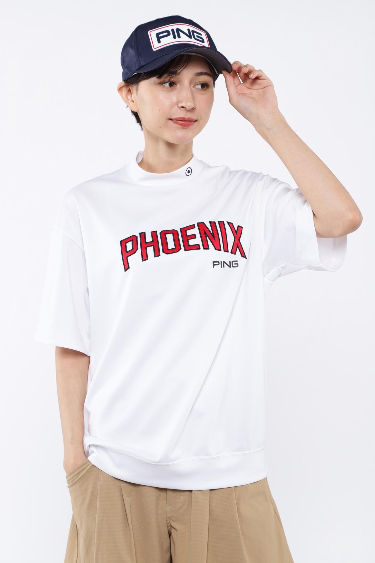 【PING APPAREL】杢ストレッチポンチスペースマスターUV半袖ハイネックカットソー ＜NATIVE＞ (LADIES)