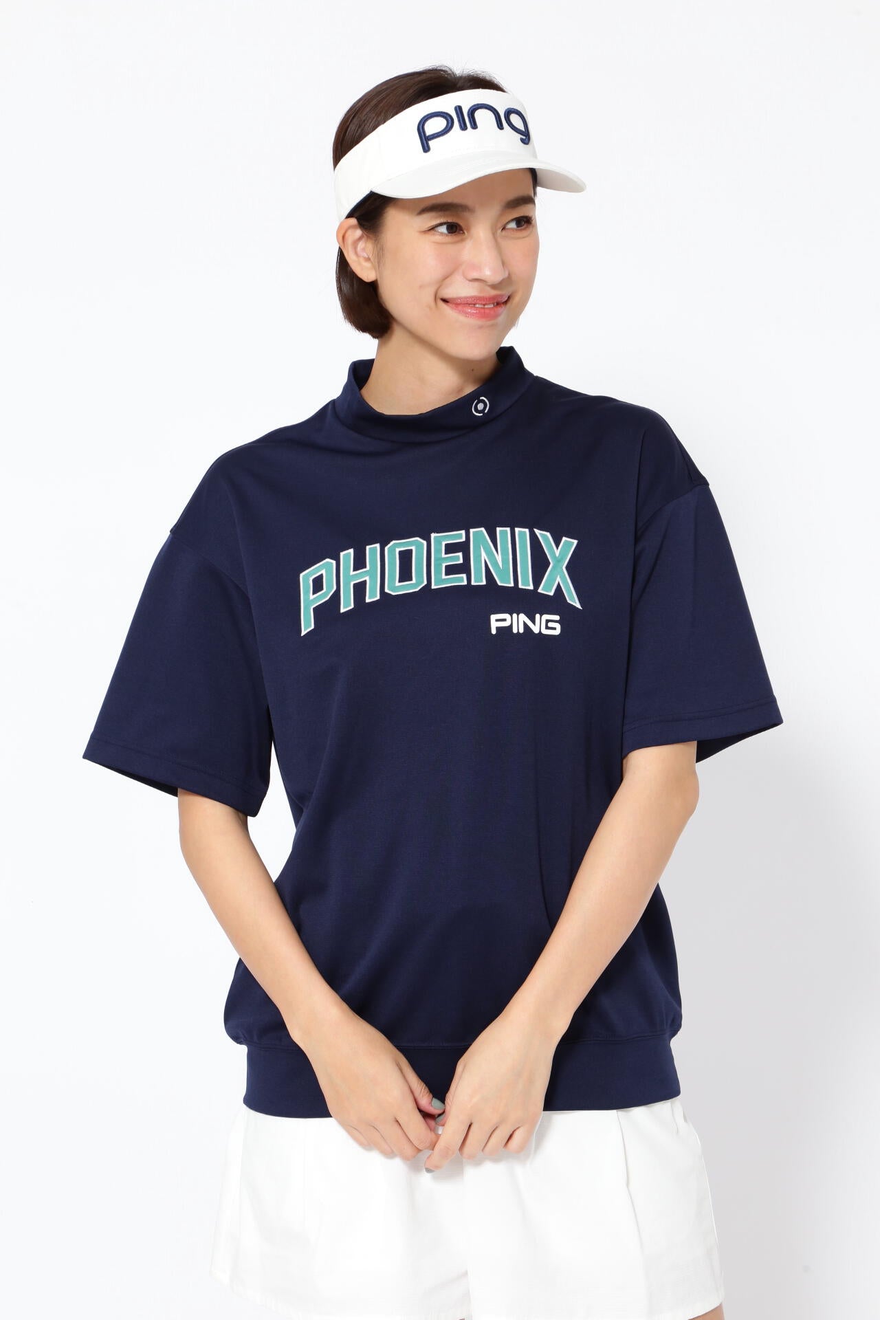 【PING APPAREL】杢ストレッチポンチスペースマスターUV半袖ハイネックカットソー ＜NATIVE＞ (LADIES)