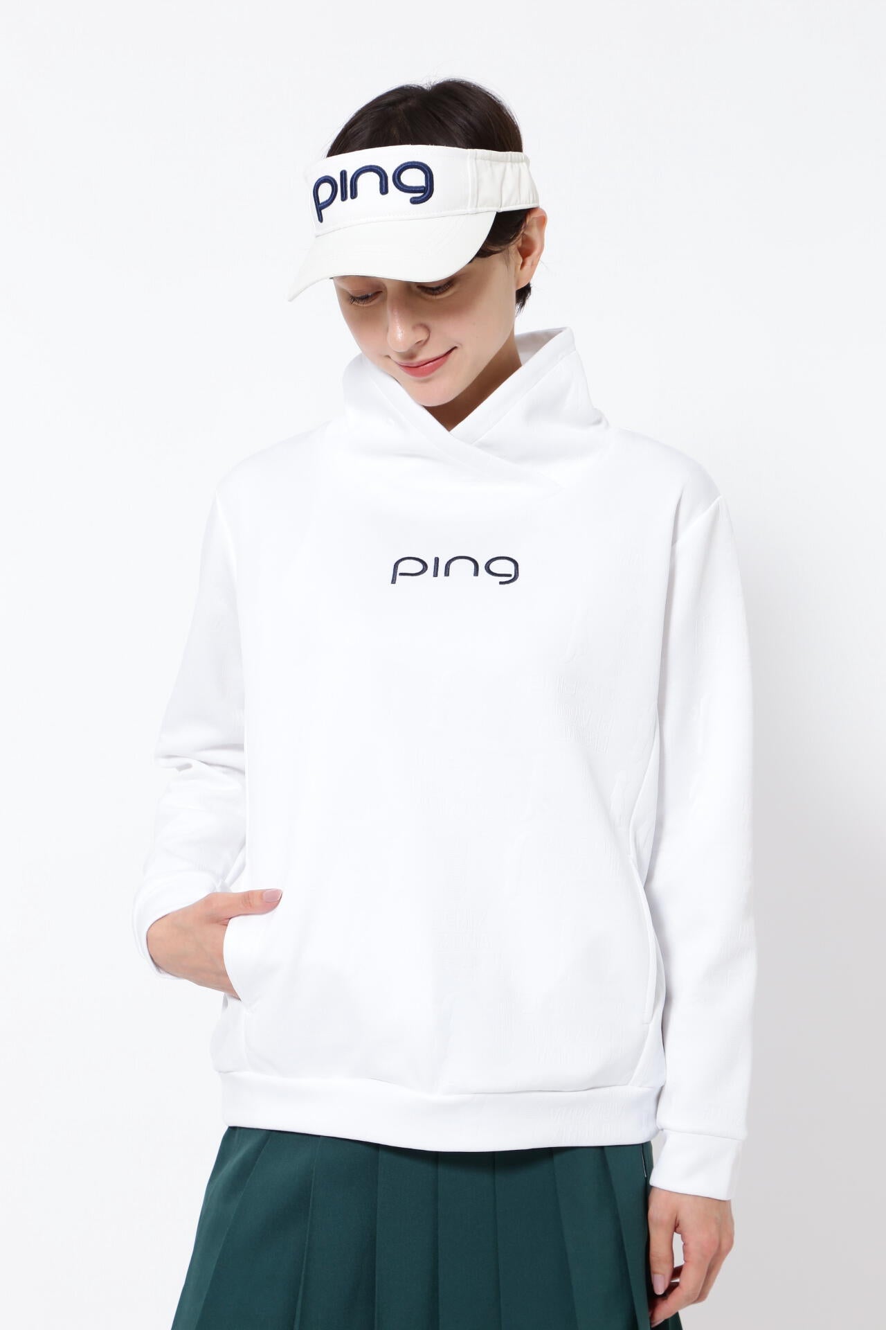 PING APPAREL】Mr.PINGアルファベットシャドー柄 長袖ハイネック
