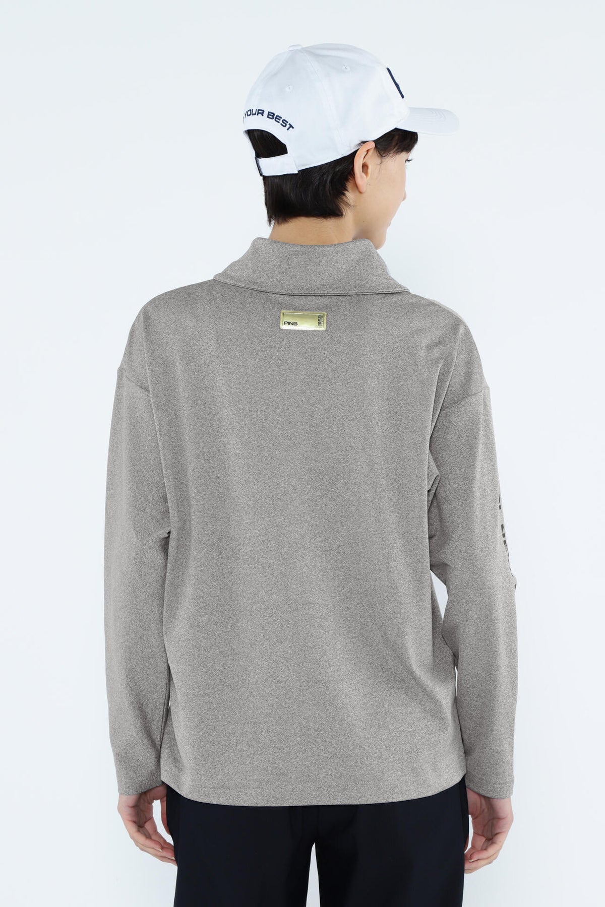 【PING APPAREL】ベアスムースUVハイストレッチ長袖裏フリース変形ハイネックカットソー ＜GOLD＞ (LADIES)