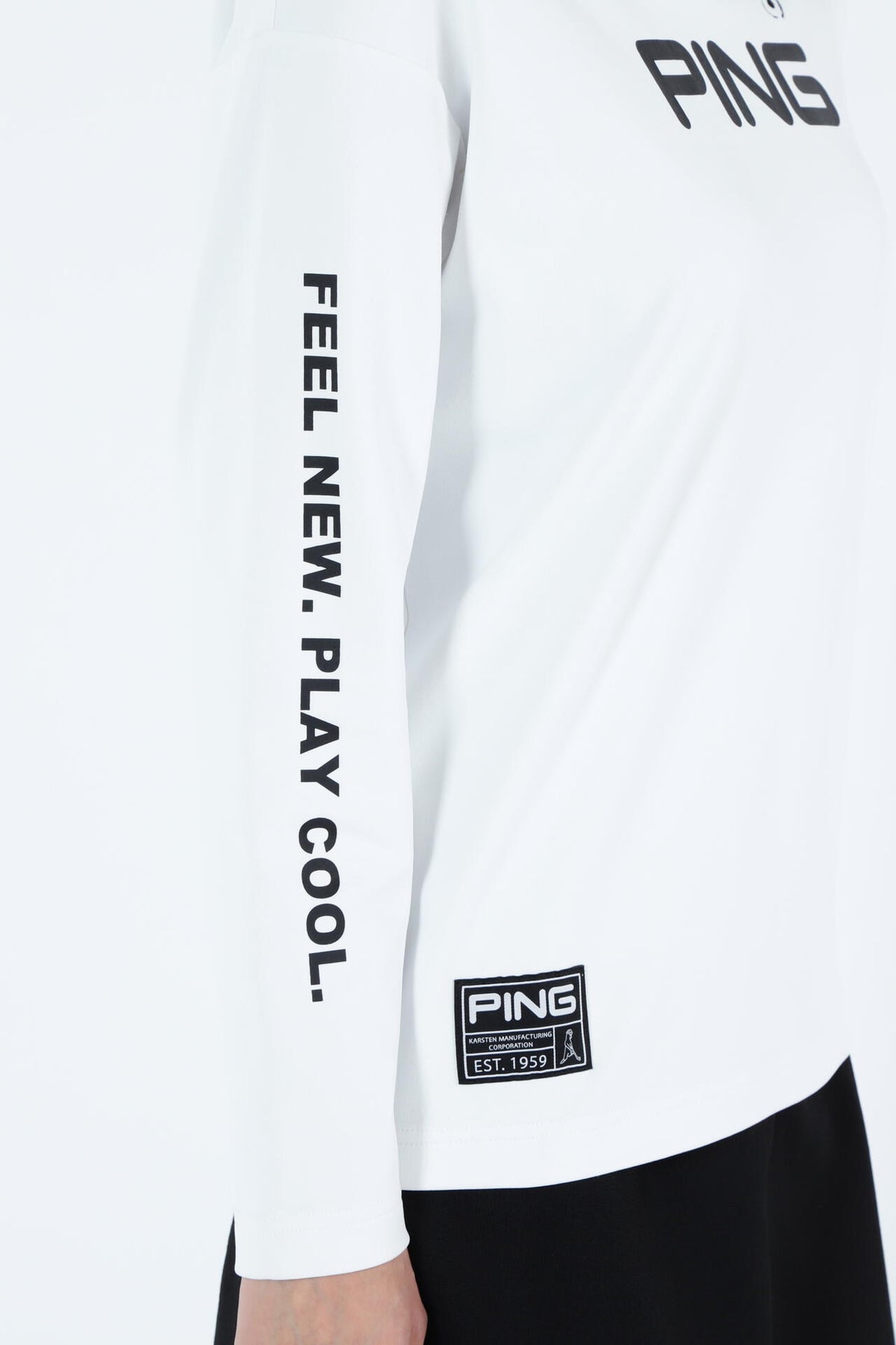 【PING APPAREL】ベアスムースUVハイストレッチ長袖裏フリース変形ハイネックカットソー ＜GOLD＞ (LADIES)